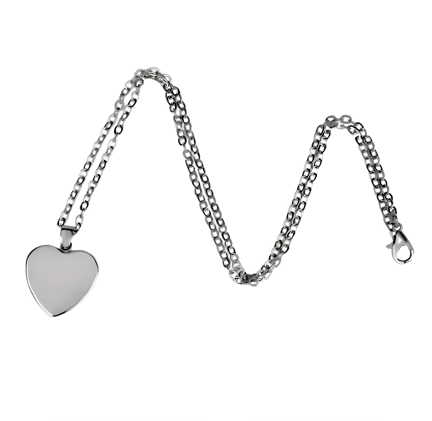 Cute Owl Heart Necklace, Glass Pendant with Floral Design and Stainless Steel Bracelet - Holiday, Christmas, or Birthday Gift