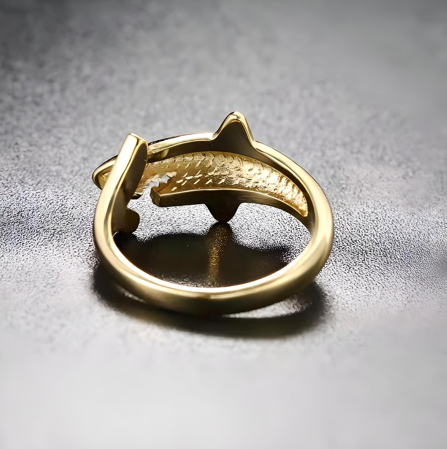Sterling Silver Great White and Hammerhead Shark Adjustable Ring with Black Cubic Zirconia Accents