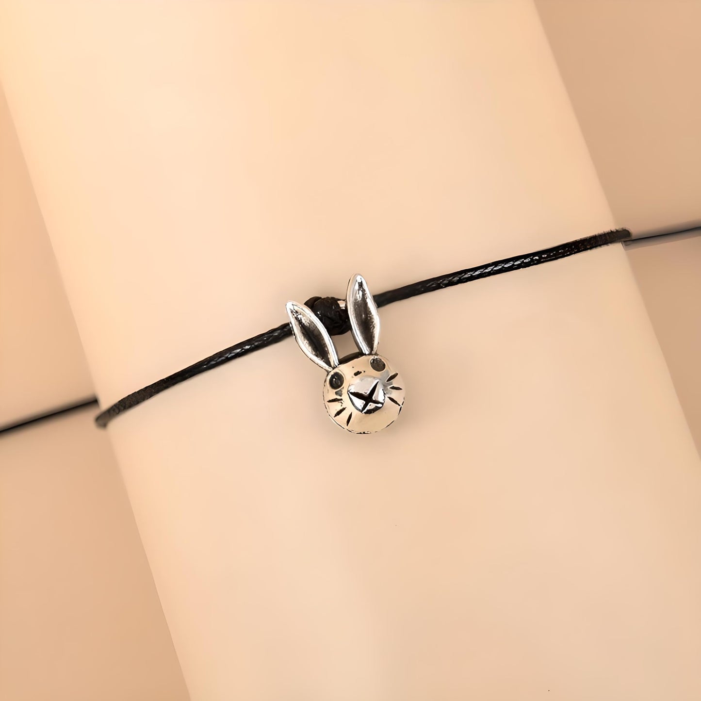 Easter Wish Bracelet with Bunny Charm, Easter Egg, Black String Adjustable Friendship Bracelet, Holiday Gift