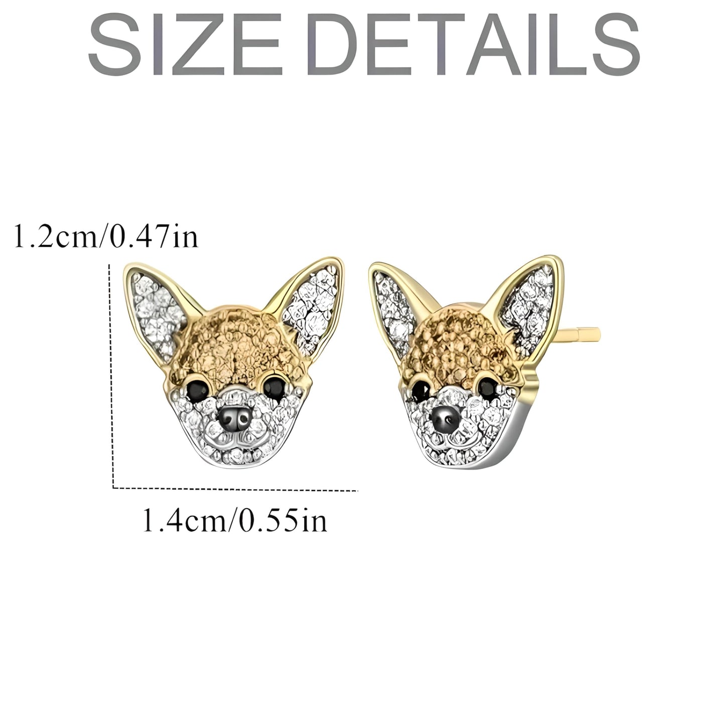 Dog Lovers' Earrings, Different Dog Breed Stud Earrings with Crystals, Rose Gold and Silver Tone - Party, Birthday, or Christmas Gift
