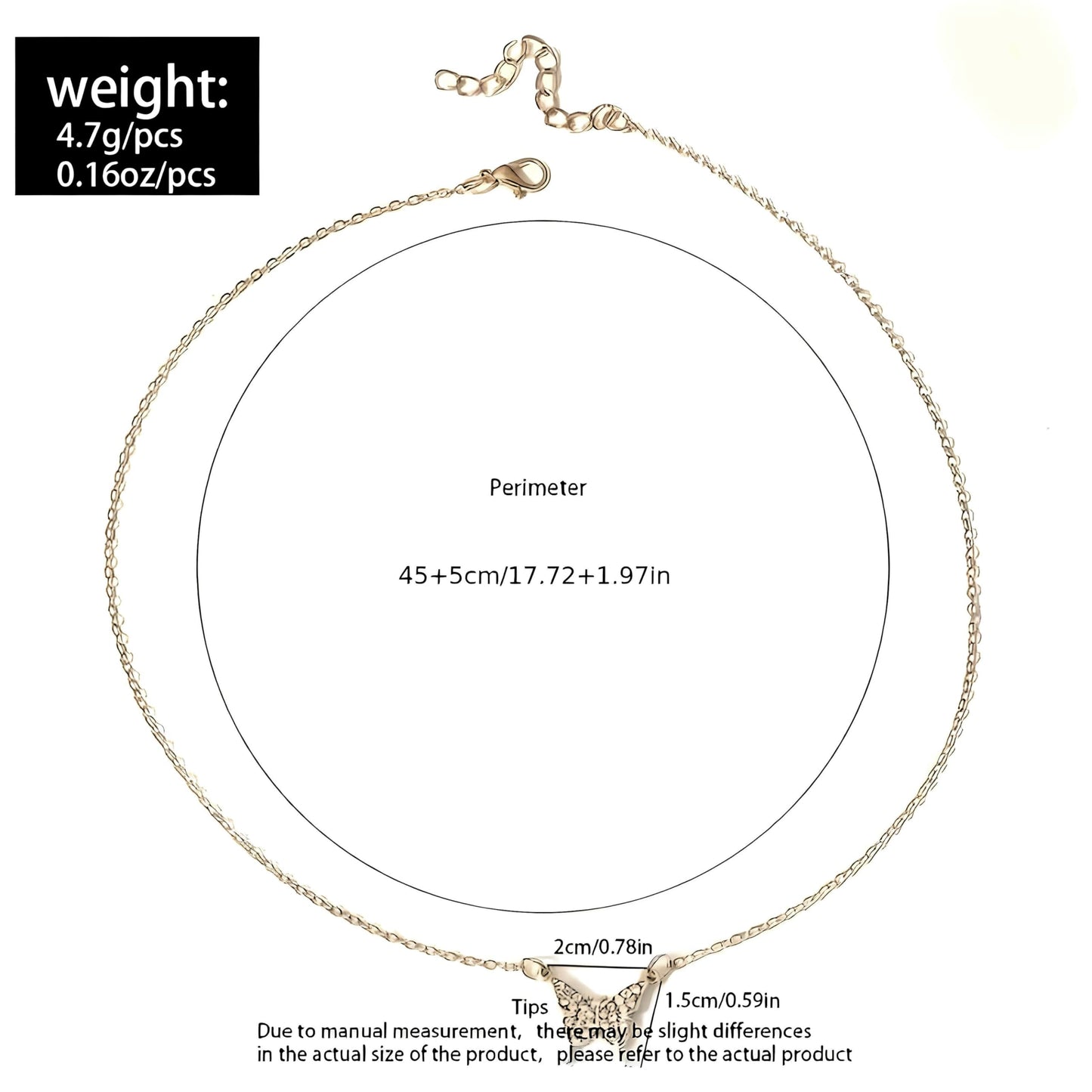 SUPAC Simulated Diamond Butterfly Pendant Necklace Golden Color Neck Jewelry Gift For Women - Graceful Beauty to Adorn Your Neckline with Sparkling Sophistication - Christmas or Birthday Gift