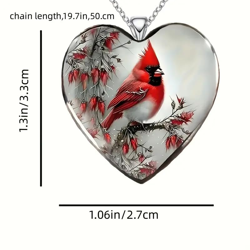SUPAC Red Cardinal Wing Ring, and Necklaces, Silver-Plated 'I Am Always with You' Inspirational Message, Adjustable - Christmas, Party, or Birthday Gift (Standing Cardinal)
