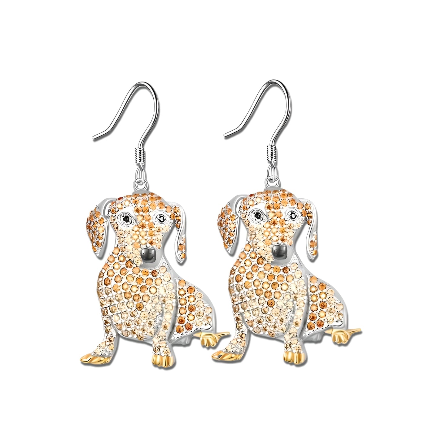 Dog Lovers' Earrings, Different Dog Breed Stud Earrings with Crystals, Rose Gold and Silver Tone - Party, Birthday, or Christmas Gift
