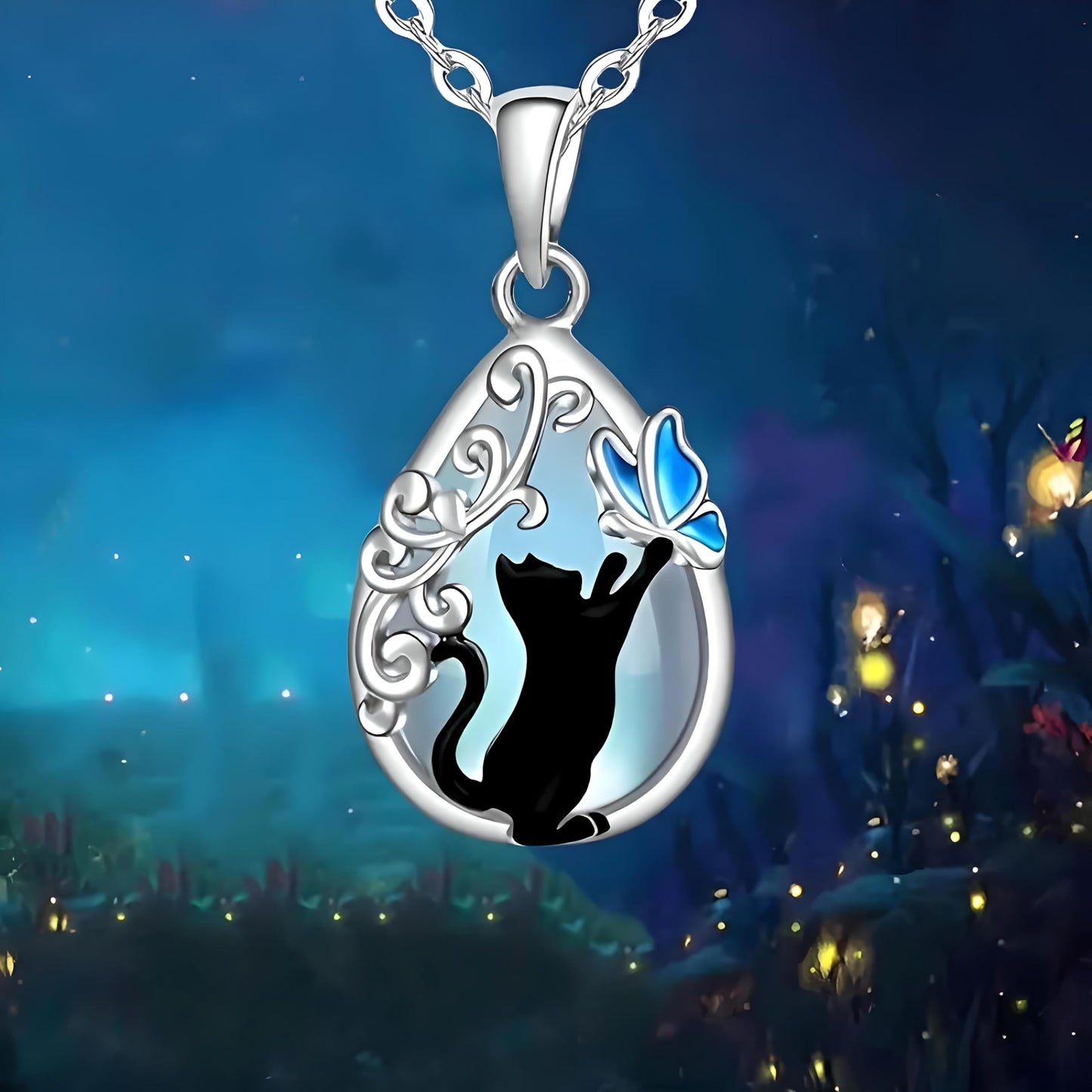SUPAC Cute Heart Necklace, With Black Cat - Charming Cat Heart in Rose Gold - Stylish Gift for Women & Party Accessory