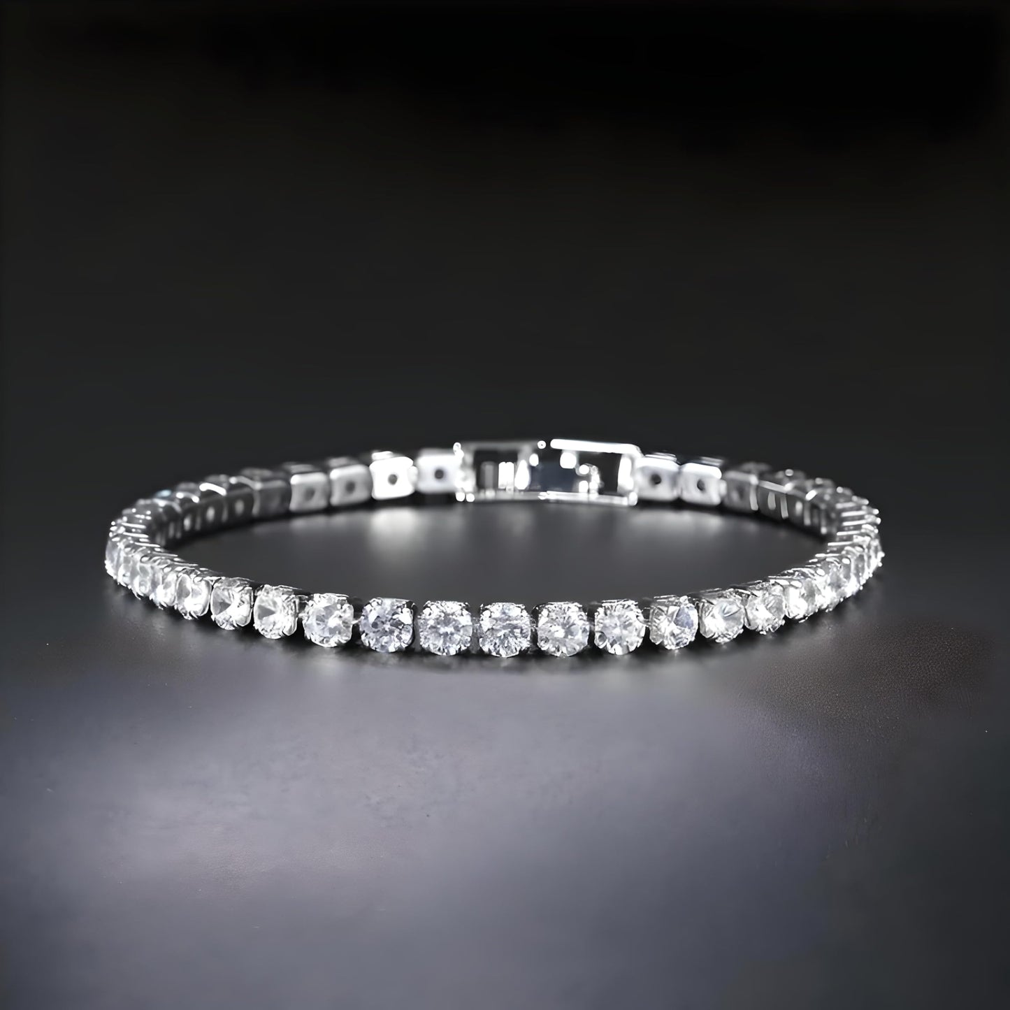 Gold Tennis Bracelet, Stretch Hand Jewelry for Women Men, Luxury Shiny (Simulated Diamond) - Christmas or Birthday Gift