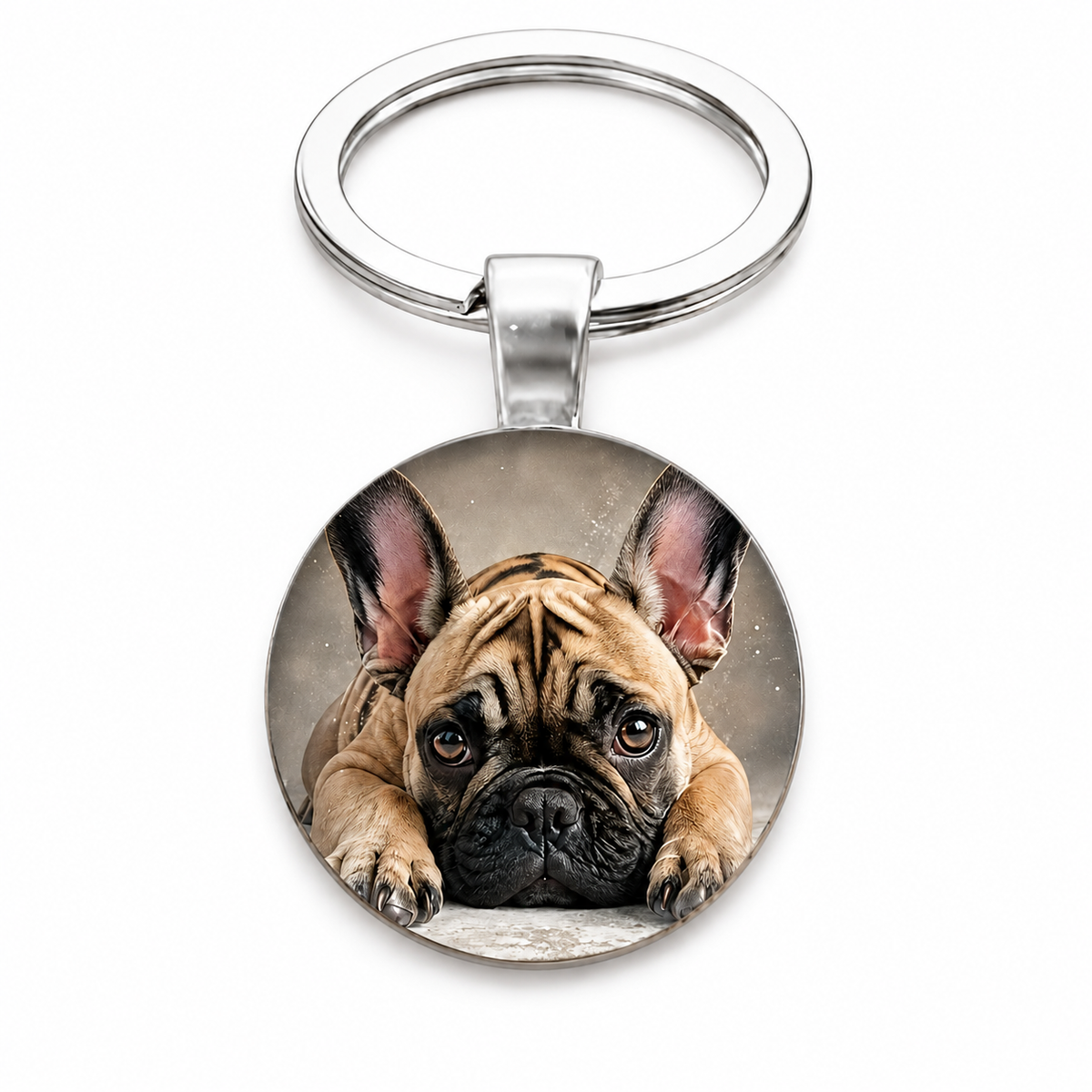SUPAC Dog Lovers' Keychain, Puppy Breed Portrait, Silver Frame