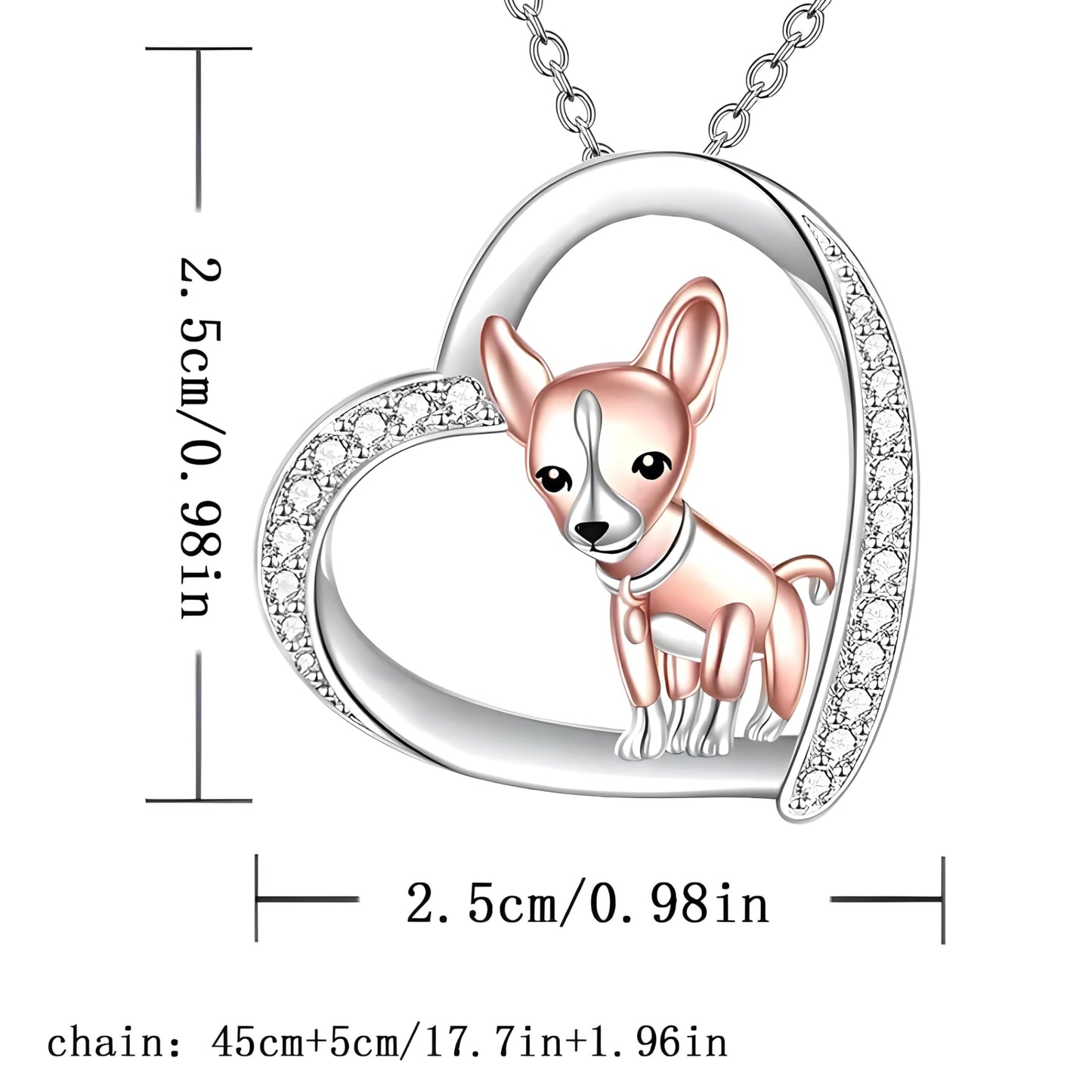 SUPAC Dog Breeds Necklace, German Shepherd, Labrador Retriever, Heart Pendant Necklace, Black and Gold, Crystal Paw Print Design, Dog Lovers Gift