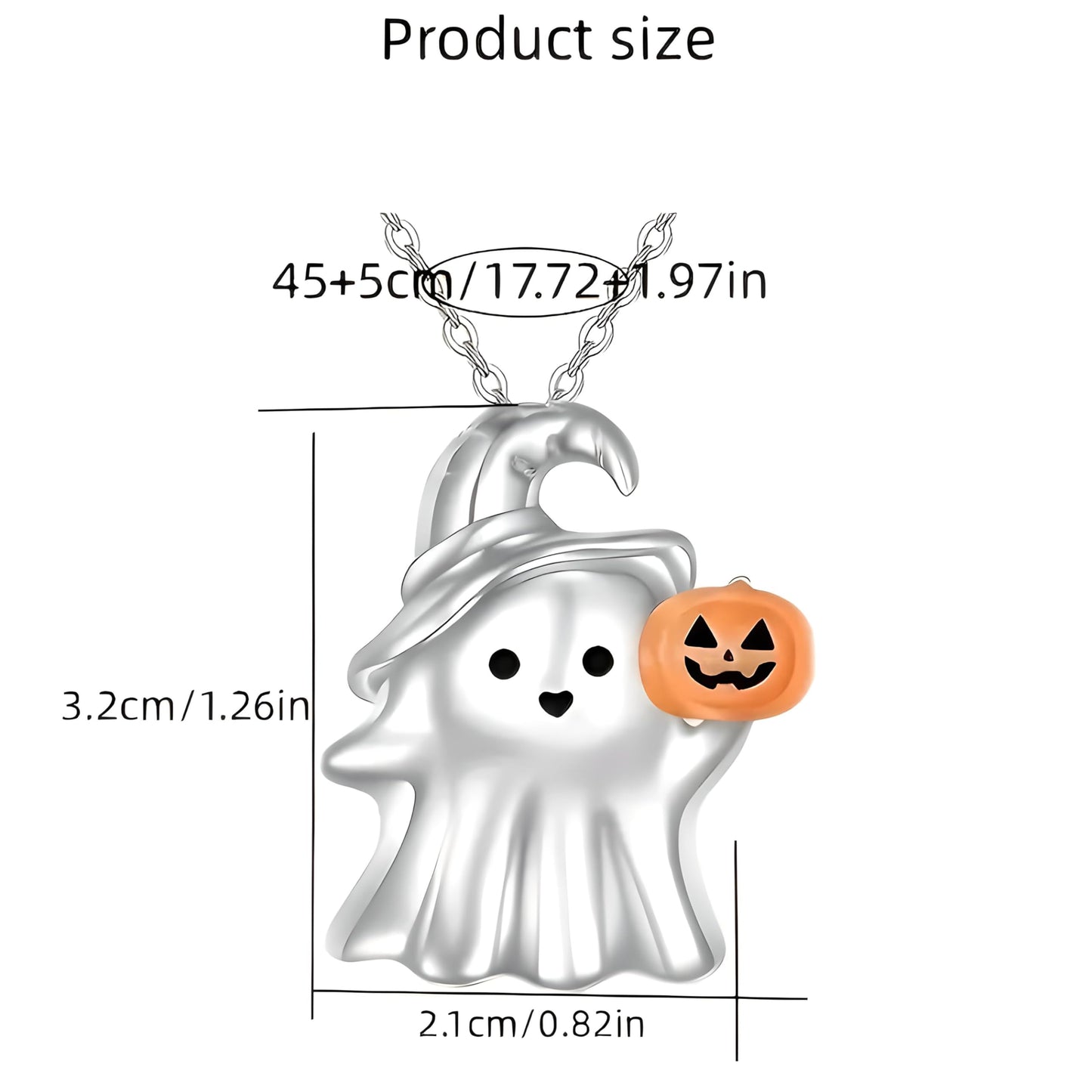 Cute Spooky Ghost Pumpkin Charm Necklace, Halloween or Year-Round Wear