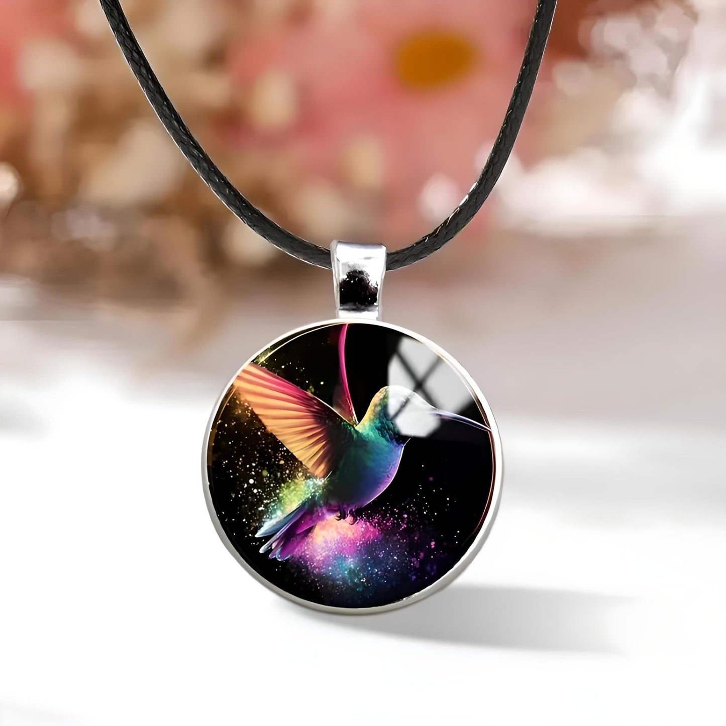 SUPAC Stunning Hummingbird Pendant Necklace - Two Humming Birds Searching for Flower - Fashionable Alloy Jewelry with Delicate Details - Birthday, Party, Gift Idea for Her