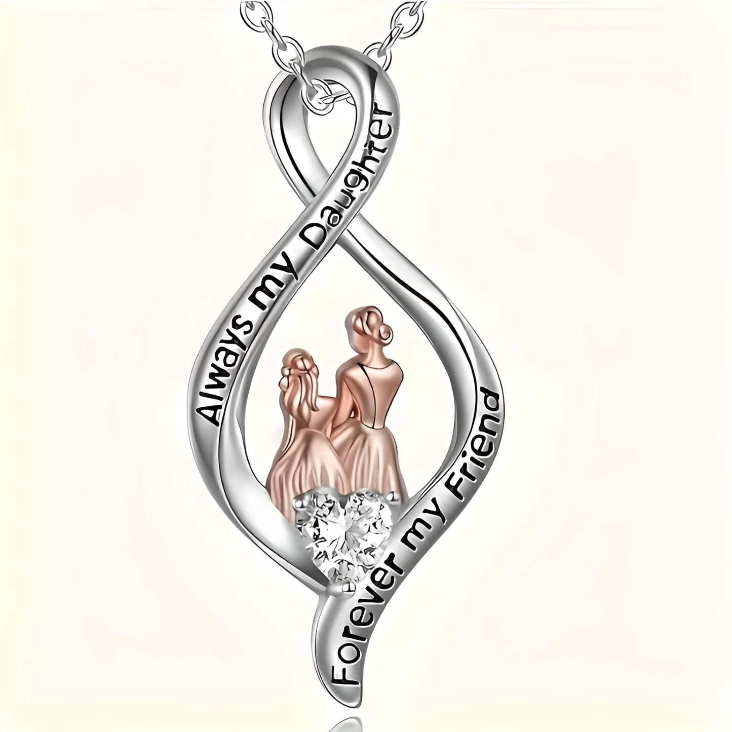 Elegant Mother-Daughter Necklace - "Always my Daughter, Forever my Friend", Symbolic Pendant Chain, Stainless Steel, Gift For Birthday, Christmas