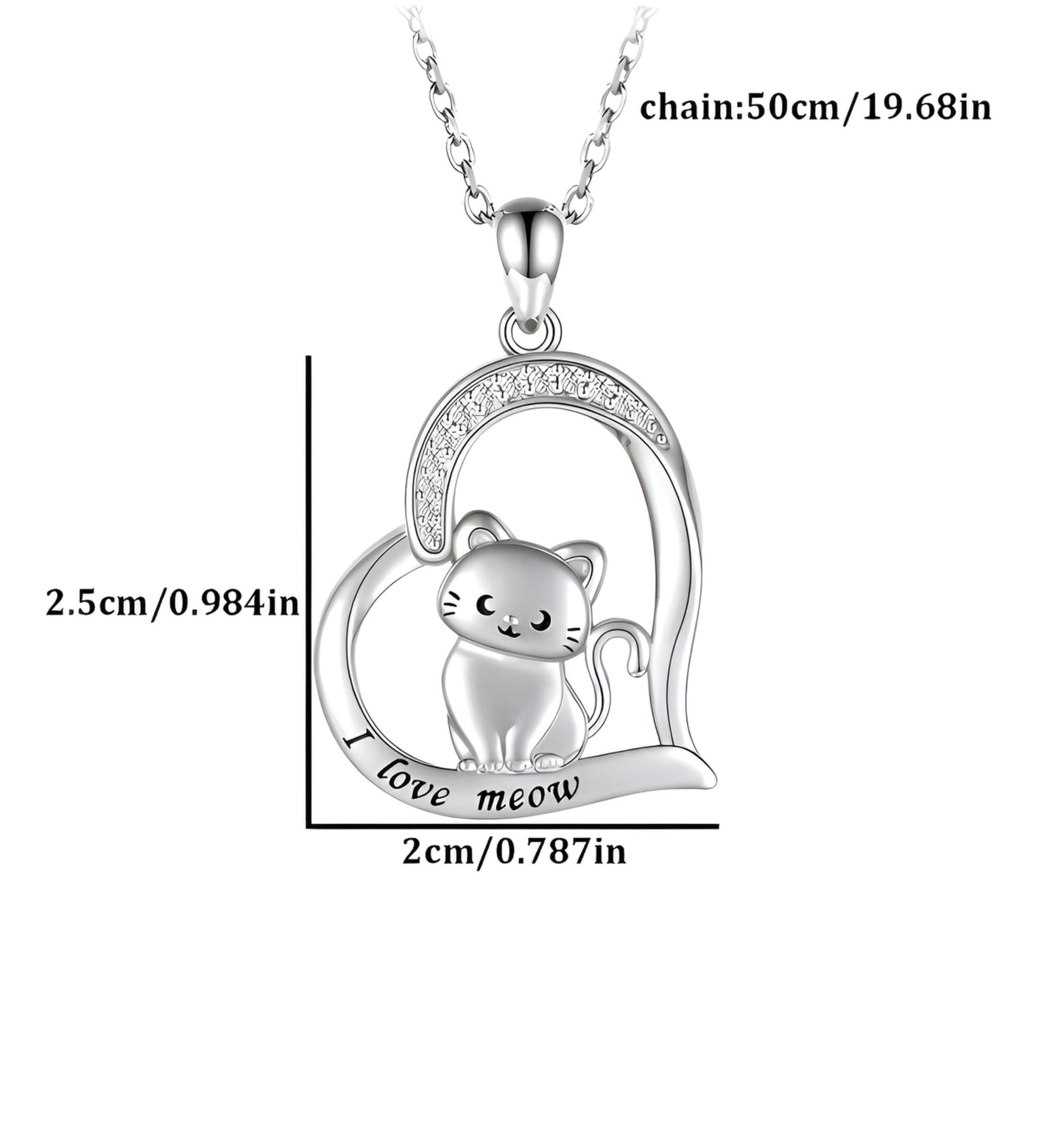 Stainless Steel Cat Moon Heart Star Flower Necklace with Crystal Pendant, 8 Designs - Cute Heart Necklace, With Black Cats, Charming in Rose Gold - Stylish Gift for Women & Party Accessory (Kitten)