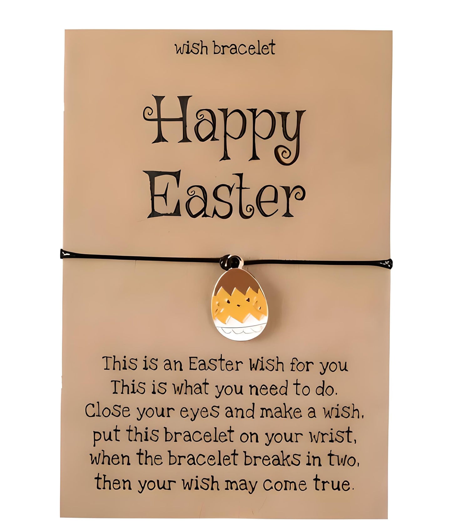 Easter Wish Bracelet with Bunny Charm, Easter Egg, Black String Adjustable Friendship Bracelet, Holiday Gift