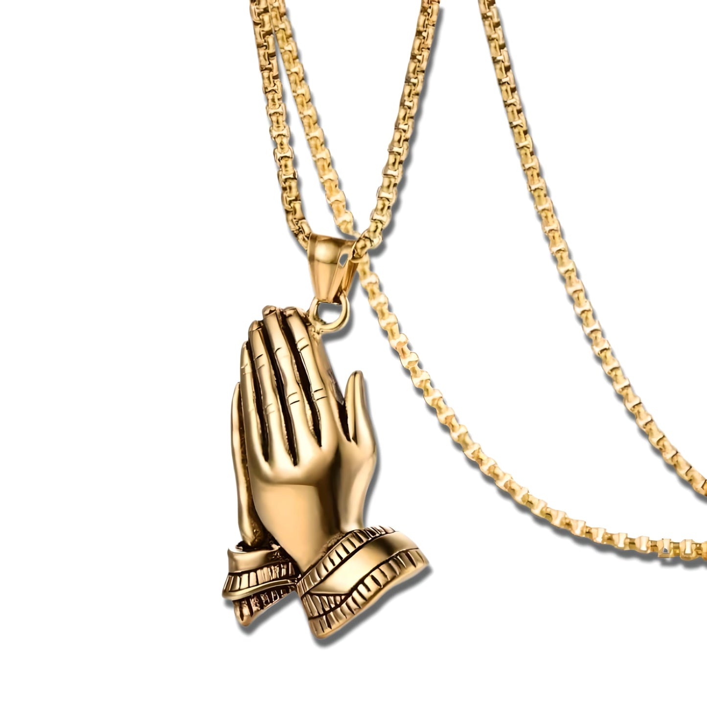 Exquisite Silver Prayer Hands Necklace - A Symbol of Faith, Elegance, and Spiritual Connection - 1pc Prayer Hands Stainless Steel Chain Pendant