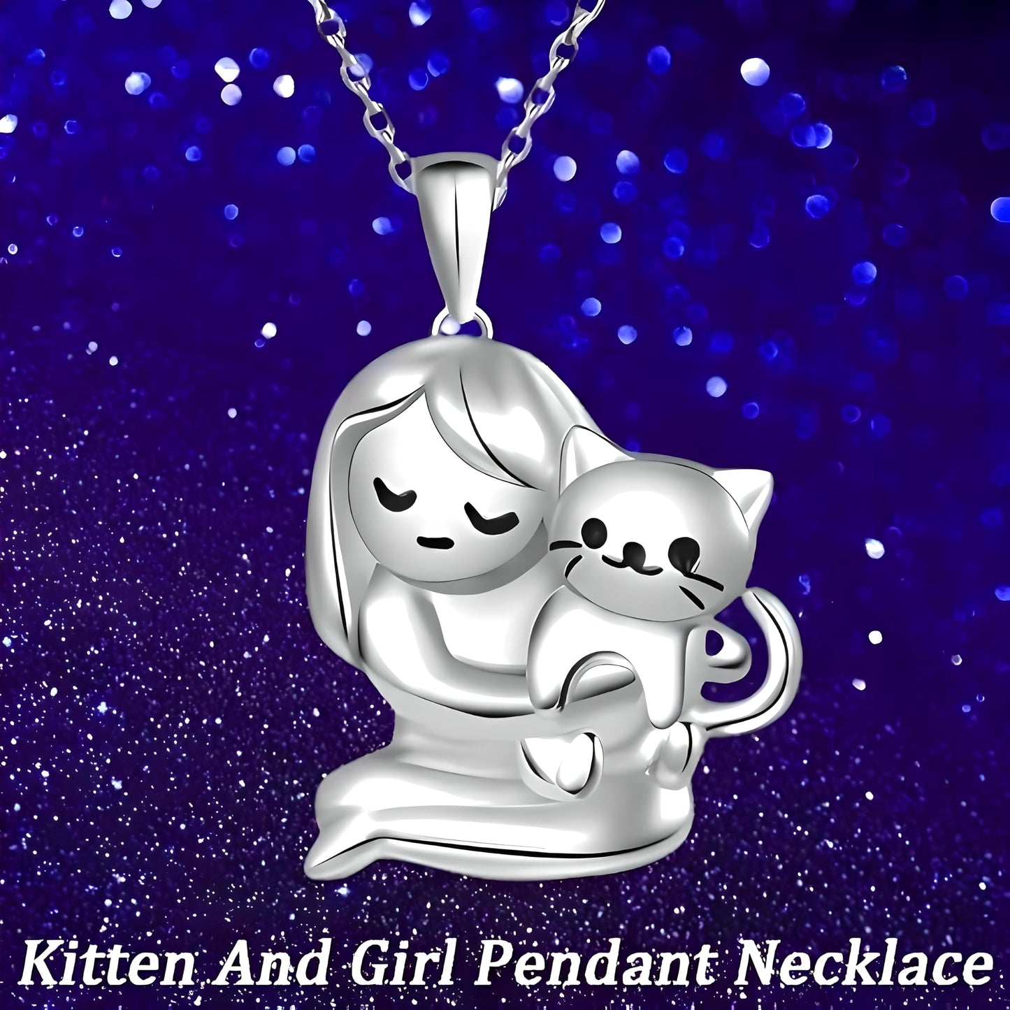 SUPAC Cute Heart Necklace, With Black Cat - Charming Cat Heart in Rose Gold - Stylish Gift for Women & Party Accessory