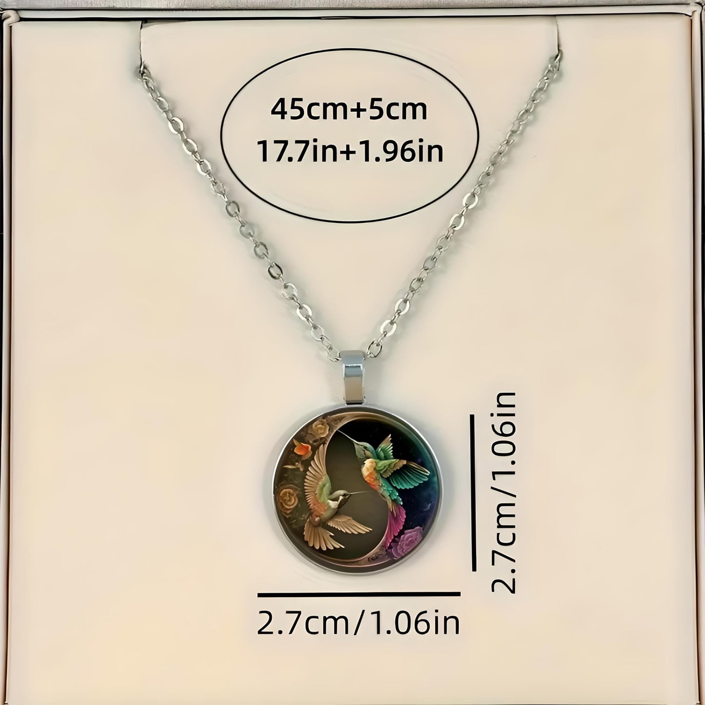 SUPAC Stunning Hummingbird Pendant Necklace - Two Humming Birds Searching for Flower - Fashionable Alloy Jewelry with Delicate Details - Birthday, Party, Gift Idea for Her