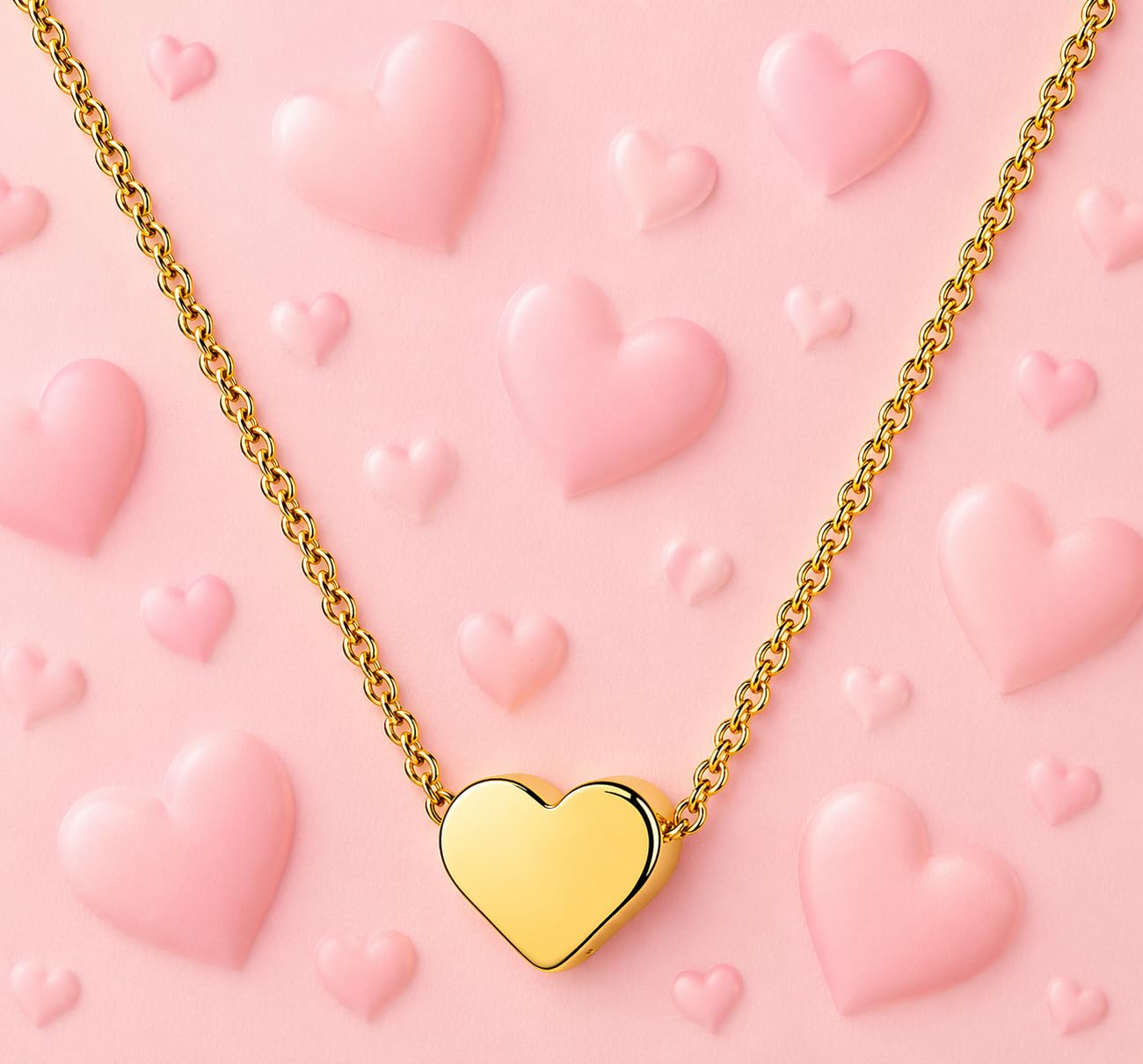 Peach Heart Pendant Necklace For Women - Enchanting Alloy Charm, Adjustable Clavicle Chain for Feminine Grace, Perfect Everyday Jewelry Accessory, Heartfelt Glamour: Petite Gold Heart Necklace - Christmas or Birthday Gift
