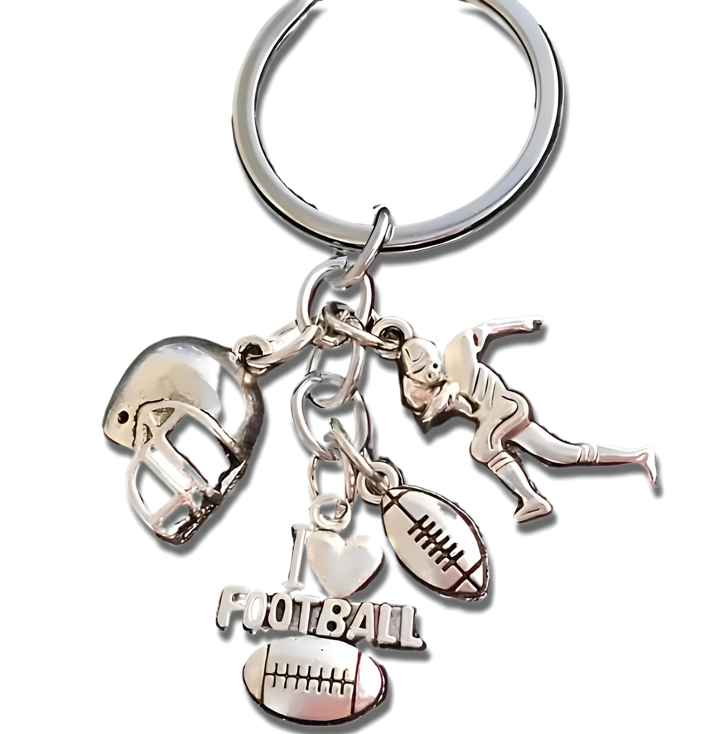 21-Piece Football Pendants DIY Keychain Set - Customizable with Interchangeable Charms, Detailed Football Helmet Keychain, and Humorous DIY Bag Pendant Accessories - Gift for Men and Football Fans