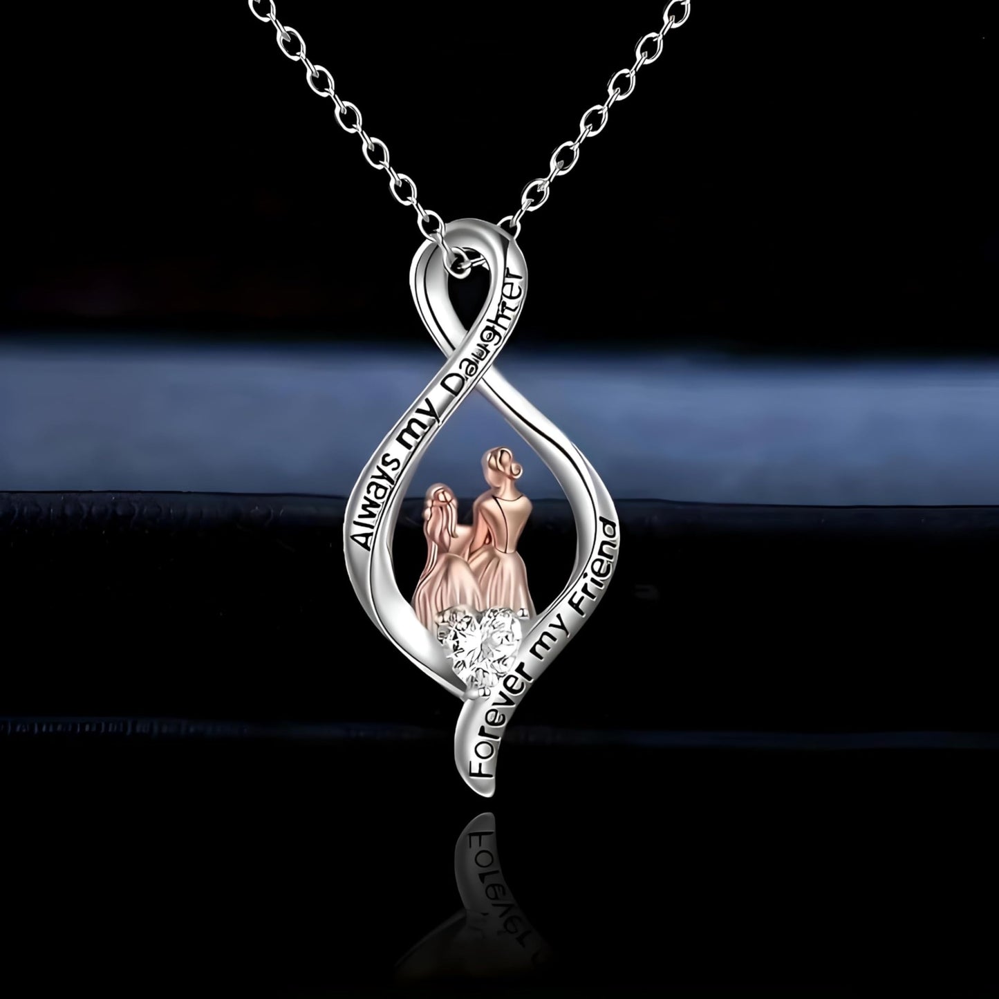 Elegant Mother-Daughter Necklace - "Always my Daughter, Forever my Friend", Symbolic Pendant Chain, Stainless Steel, Gift For Birthday, Christmas
