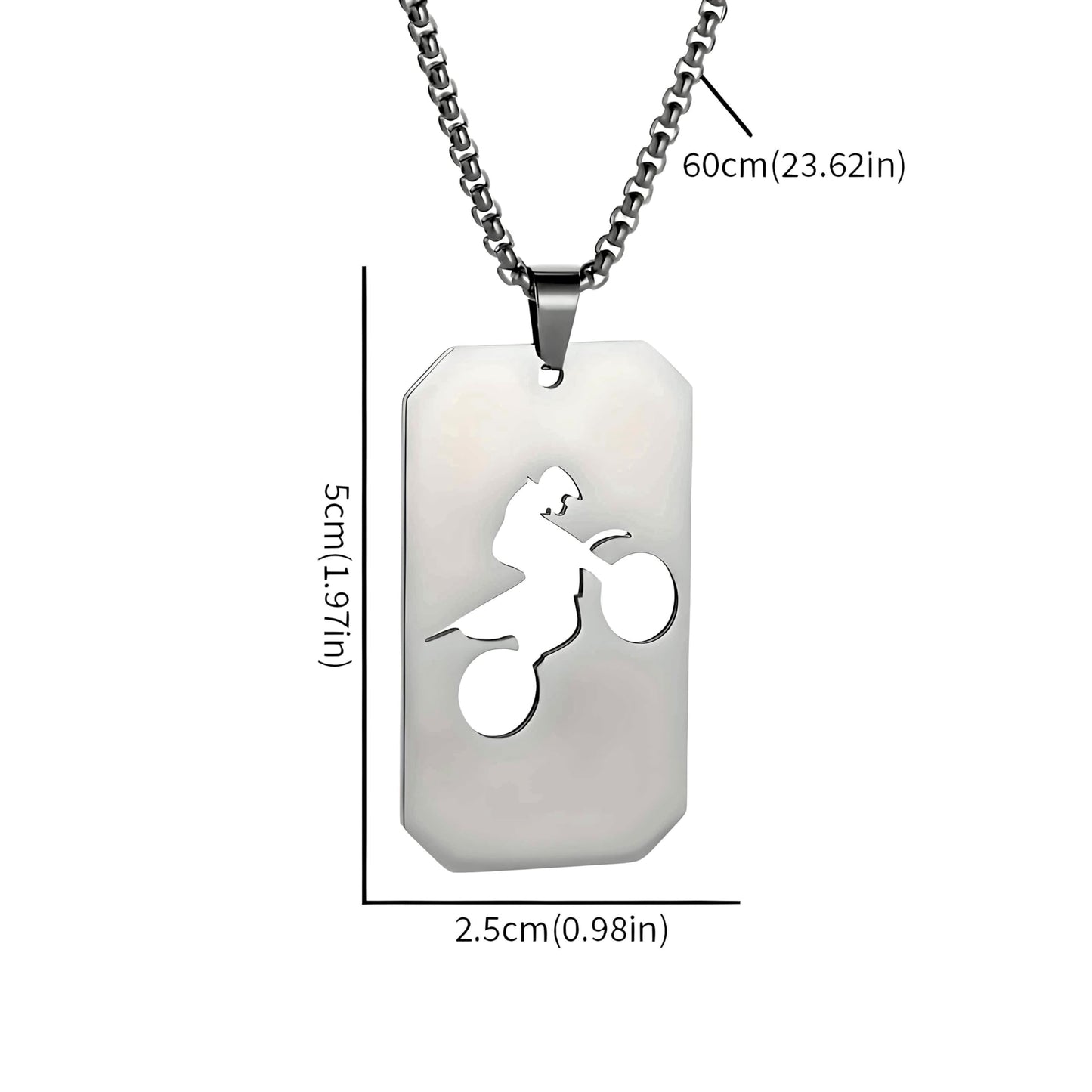 1pc Unisex Stainless Steel Dog Tag Necklace with Motorcycle Pendant - Boho Style, Pendant Chain, No Precious Metal Plating - Fashion Punk Hip Hop Jewelry Gift