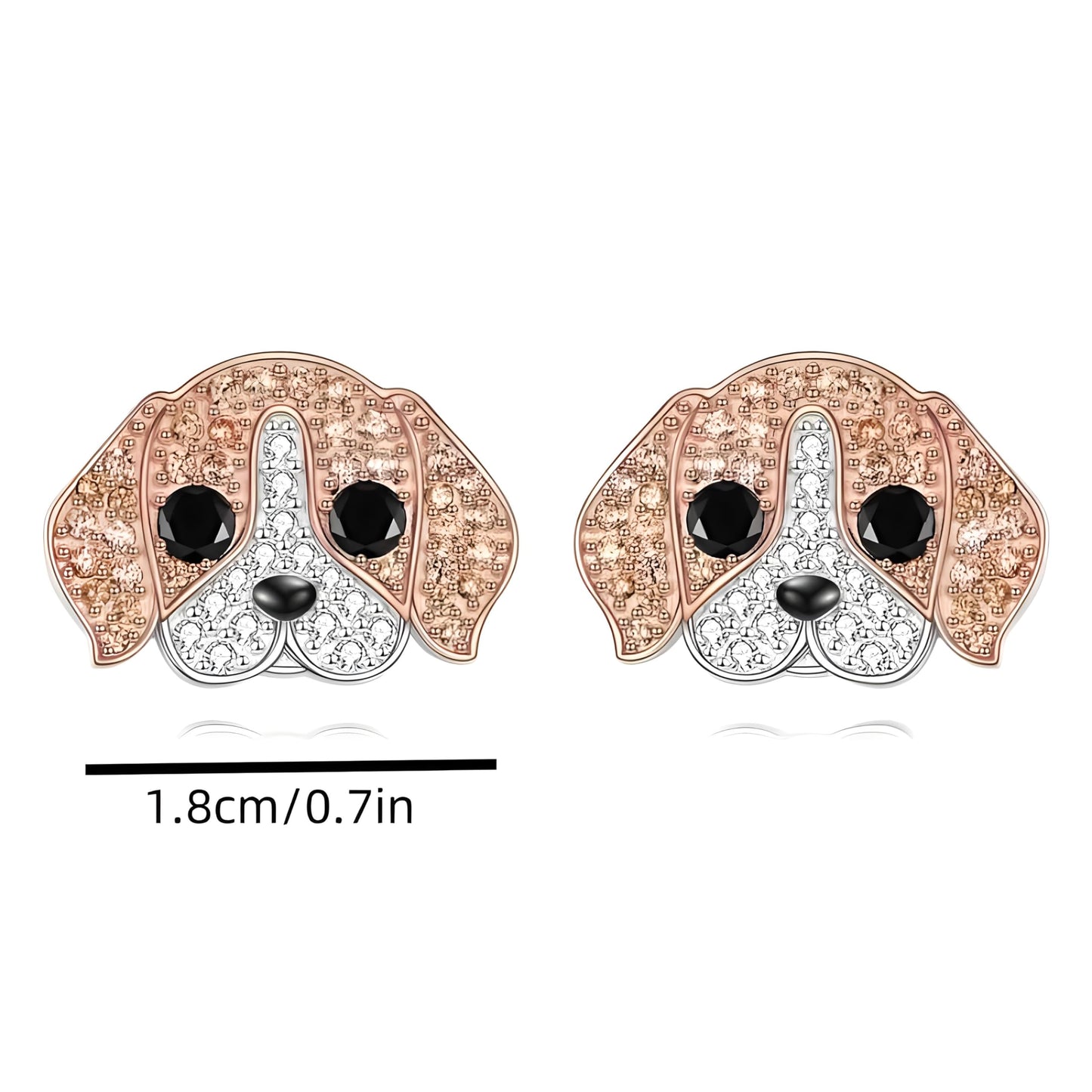 Dog Lovers' Earrings, Different Dog Breed Stud Earrings with Crystals, Rose Gold and Silver Tone - Party, Birthday, or Christmas Gift