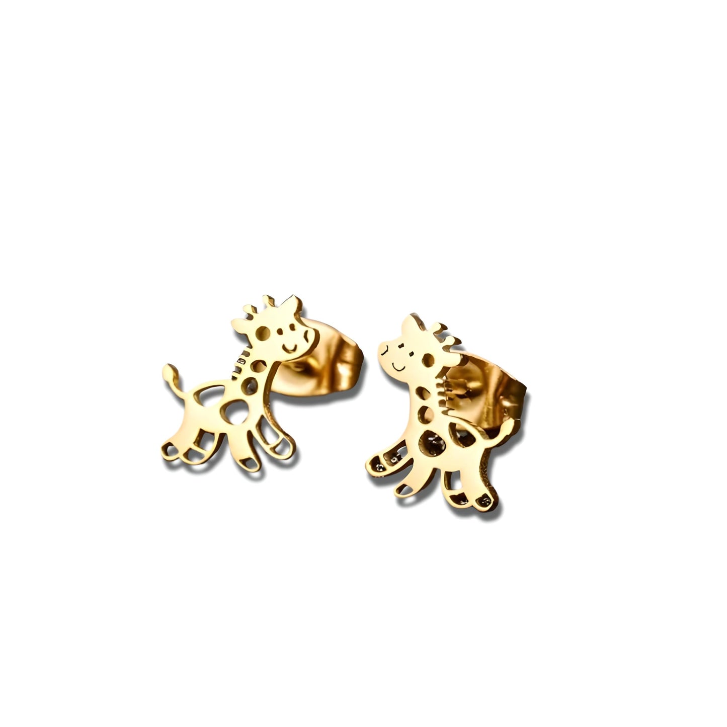 Cute Giraffe Stud Earrings, Black, Silver, Rose Gold, and Gold Options, Stainless Steel, Animal Design - Gift for Giraffe Lovers
