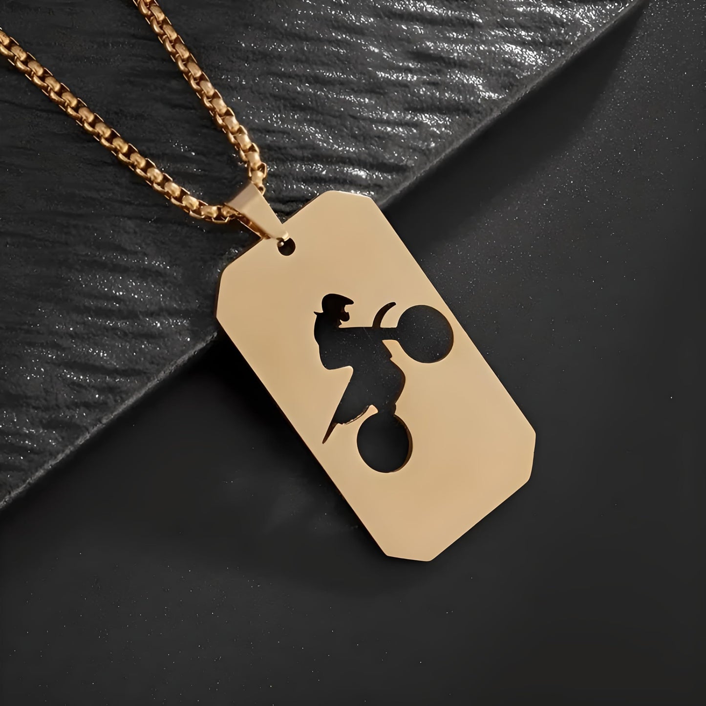 1pc Unisex Stainless Steel Dog Tag Necklace with Motorcycle Pendant - Boho Style, Pendant Chain, No Precious Metal Plating - Fashion Punk Hip Hop Jewelry Gift