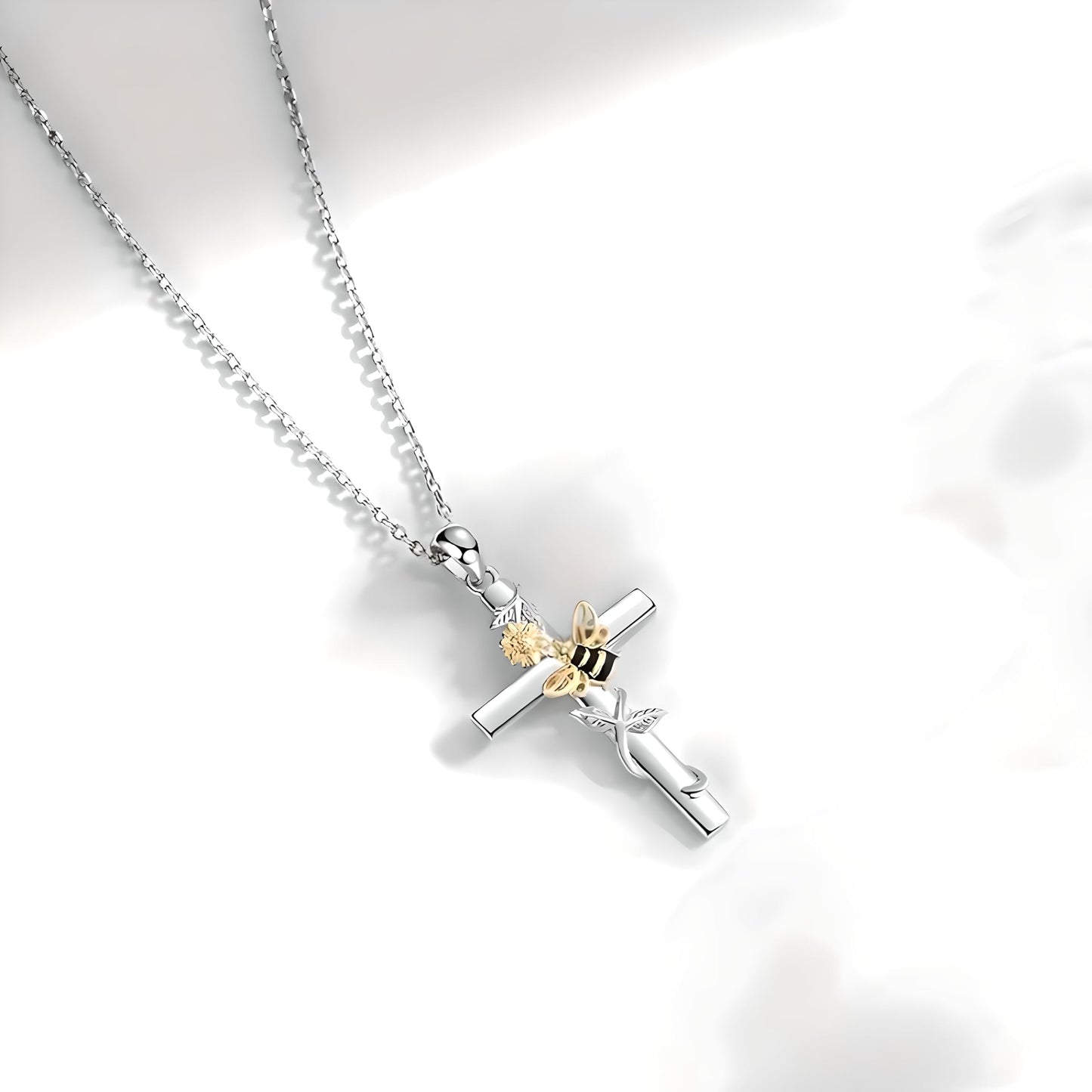 SUPAC You Are My Sunshine Sunflower and Bumble Bee Heart Pendant Necklace for Women, Dainty Jewelry, Birthday or Christmas Gift