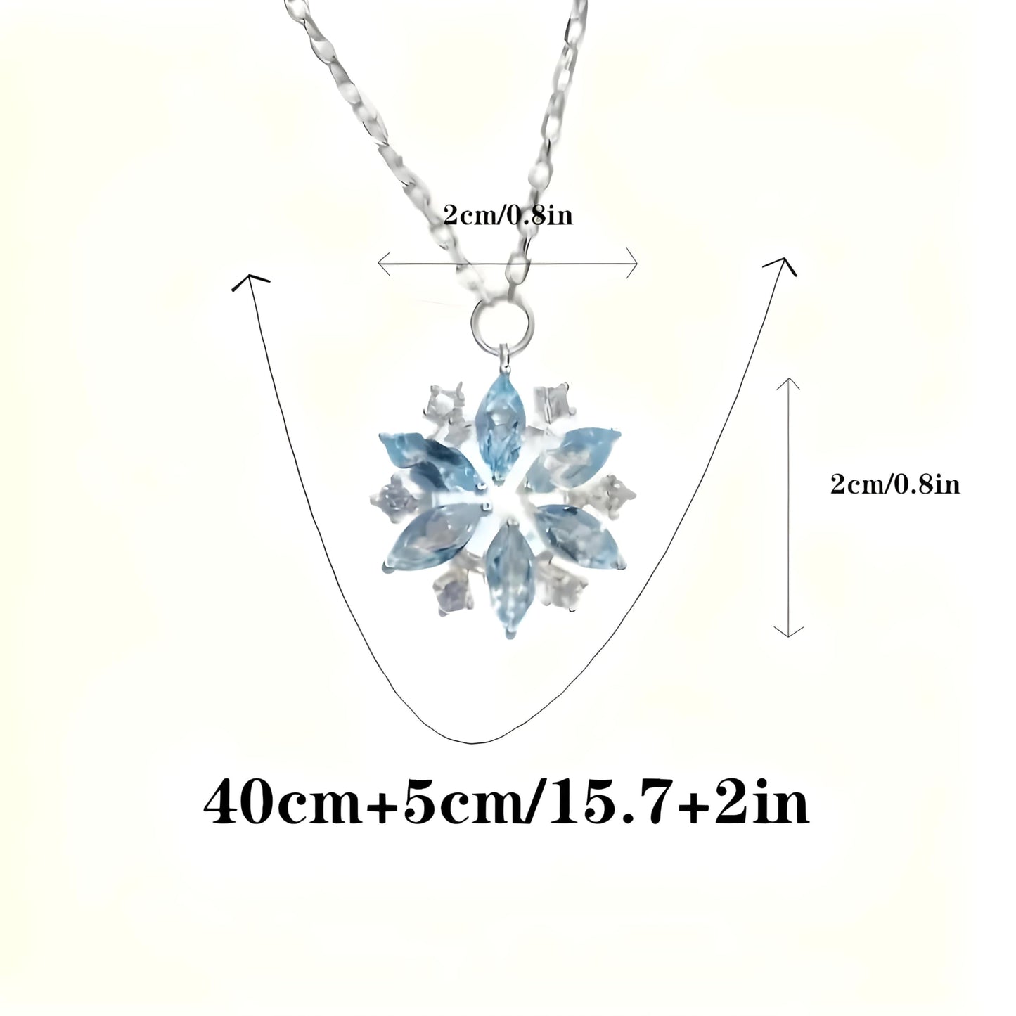 SUPAC Glitter Sky Blue Rhinestone Snowflake Pendant Necklace, Niche Design, Casual Wear, Christmas Gift