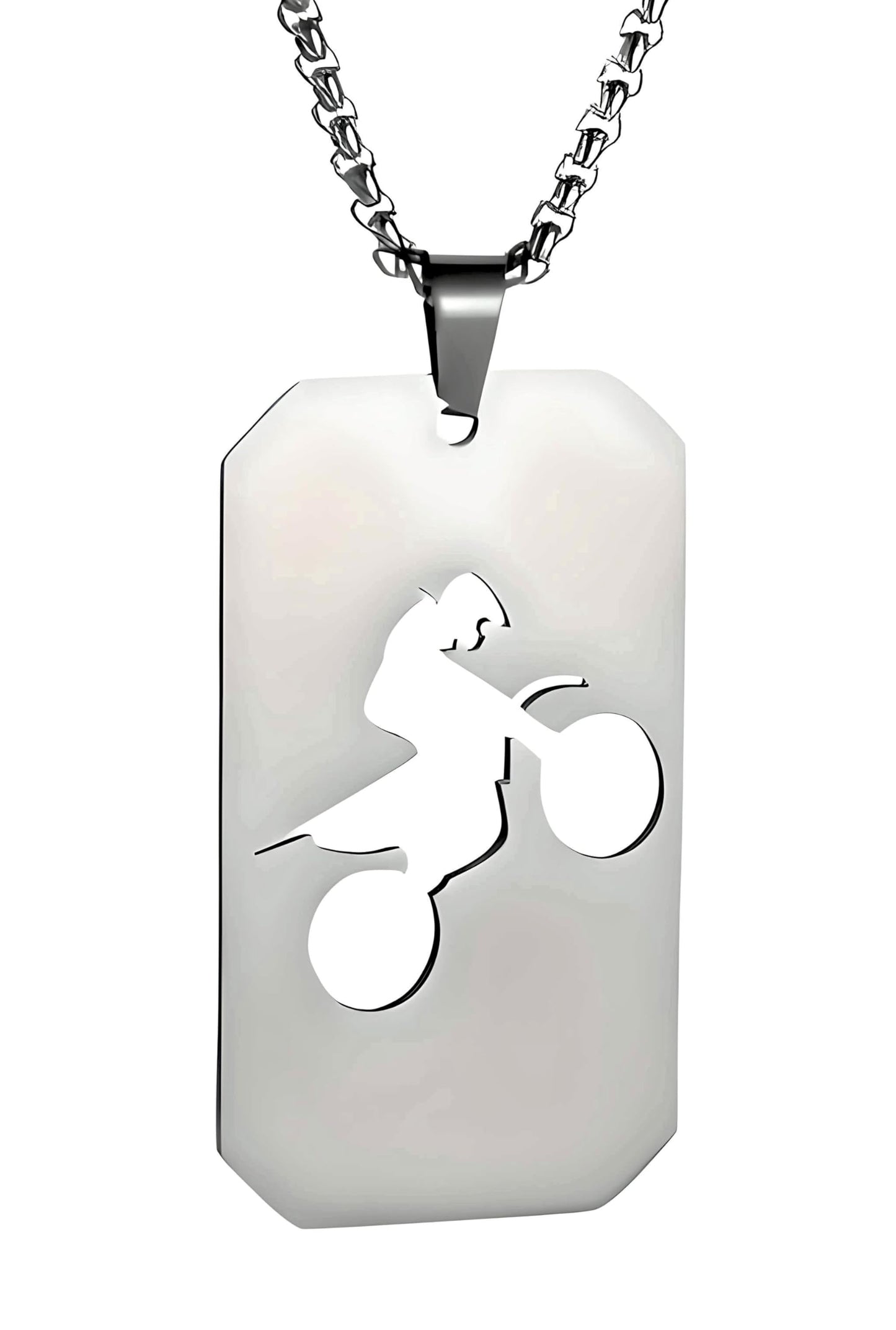 1pc Unisex Stainless Steel Dog Tag Necklace with Motorcycle Pendant - Boho Style, Pendant Chain, No Precious Metal Plating - Fashion Punk Hip Hop Jewelry Gift