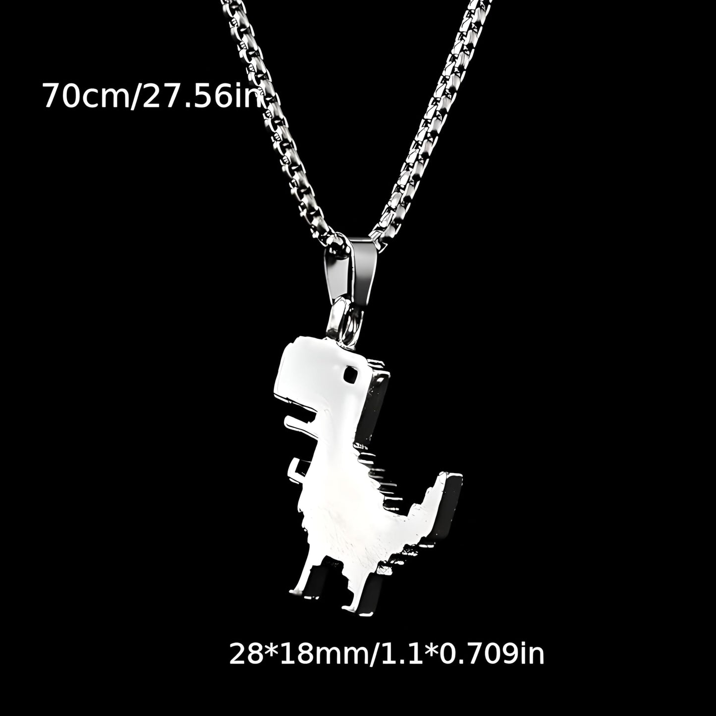 Sterling Silver Plated T-Rex Dinosaur Pendant Necklace for Men or Women - Christmas or Birthday Gift