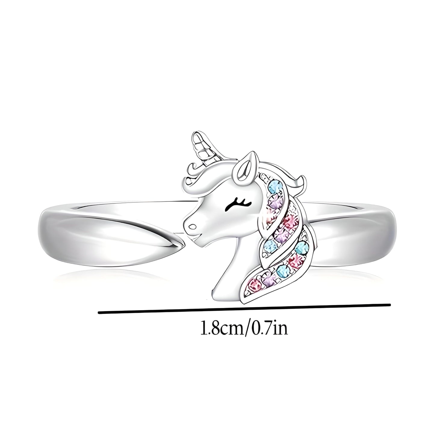 Unicorn Crystal Jewelry Set, Moon Necklace, Earrings, Ring and Bracelet, Silver - Unicorn Jewerly Gift