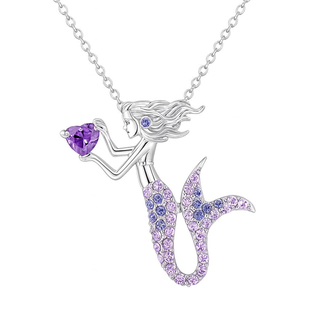 SUPAC Charming 1pc Mermaid Cartoon Necklace for Women – Whimsical Under-the-Sea Design, Christmas, Birthday, or Party Gift for Mermaid Lovers! (Blue, Pink, and Purple Colors!)