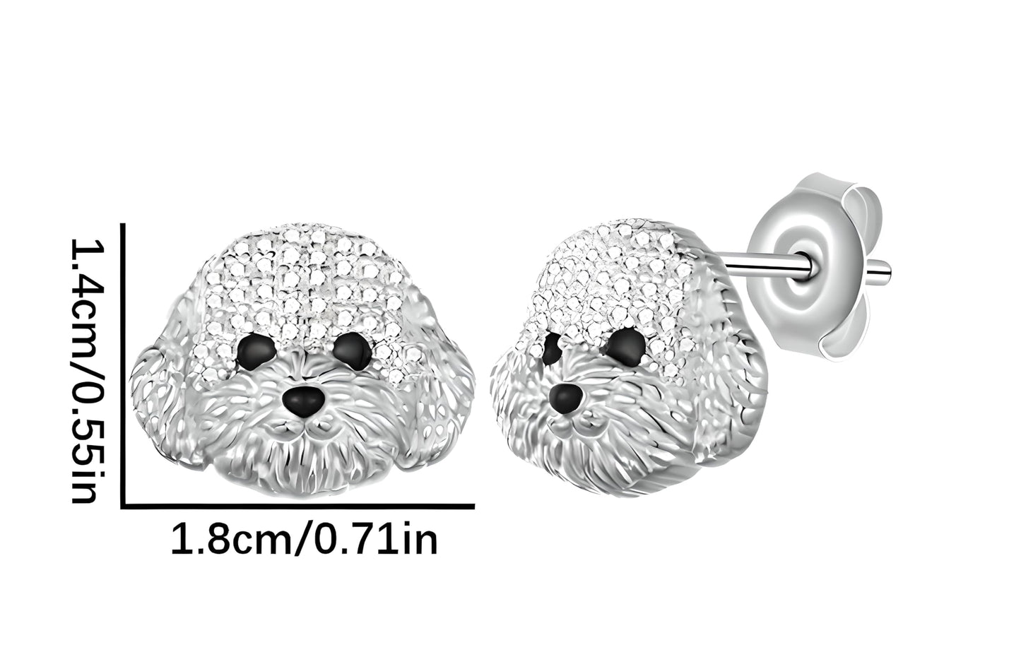 Dog Lovers' Earrings, Different Dog Breed Stud Earrings with Crystals, Rose Gold and Silver Tone - Party, Birthday, or Christmas Gift