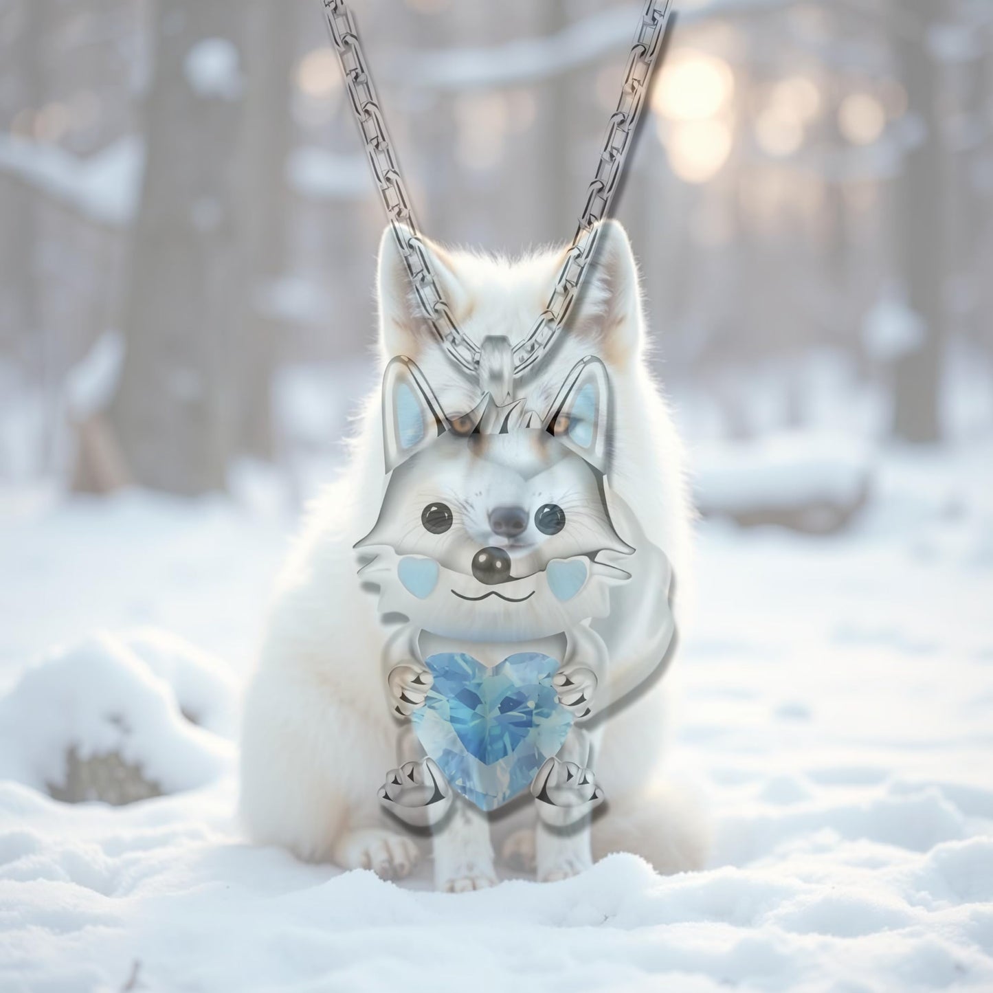 SUPAC Enchanting Wolf Pendant Necklace, and Cute Fox in a Coffee Cup, Ideal for Daily Wear, Gift for Christmas, Birthday