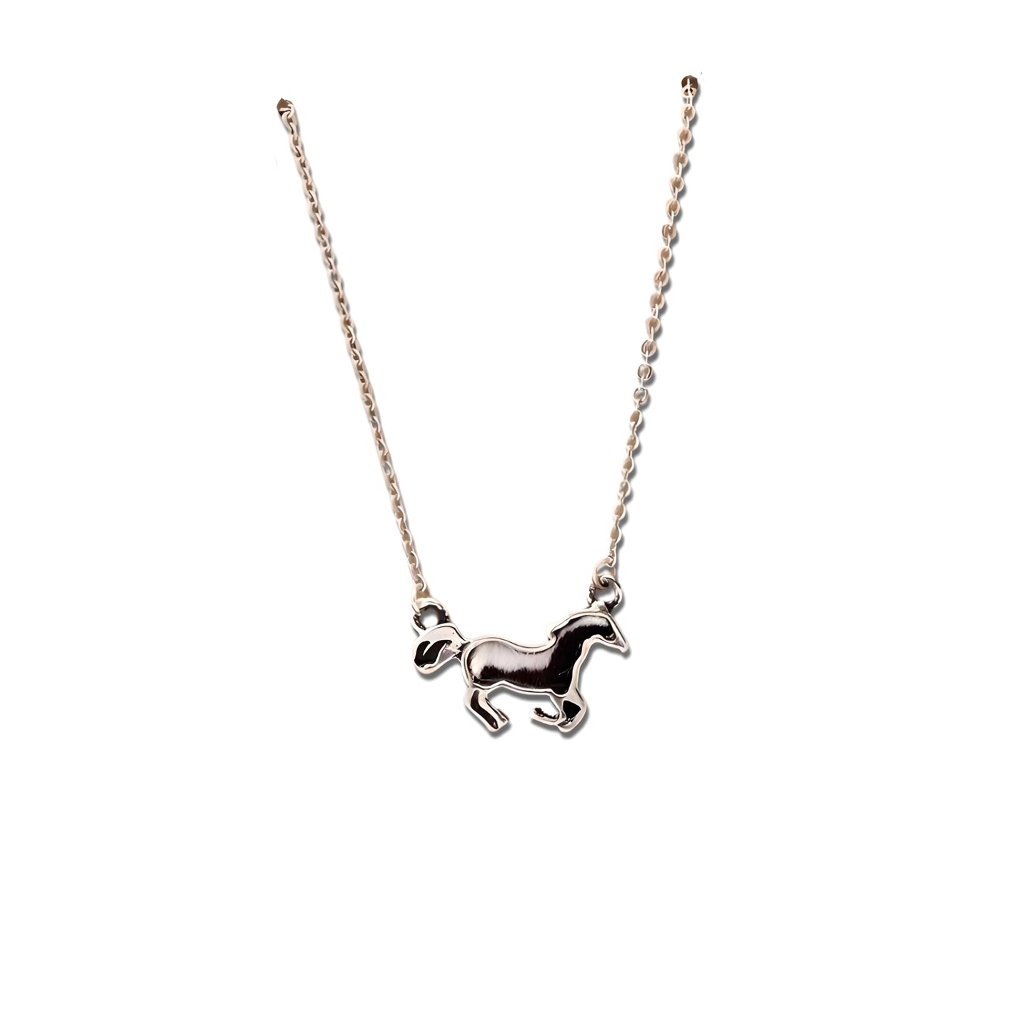 Western Farm Animal Pendant Necklace, Cow, Horse, Goat, and Pig Hide - Silver Chain, 15.35 inch + 1.97 inch Extension