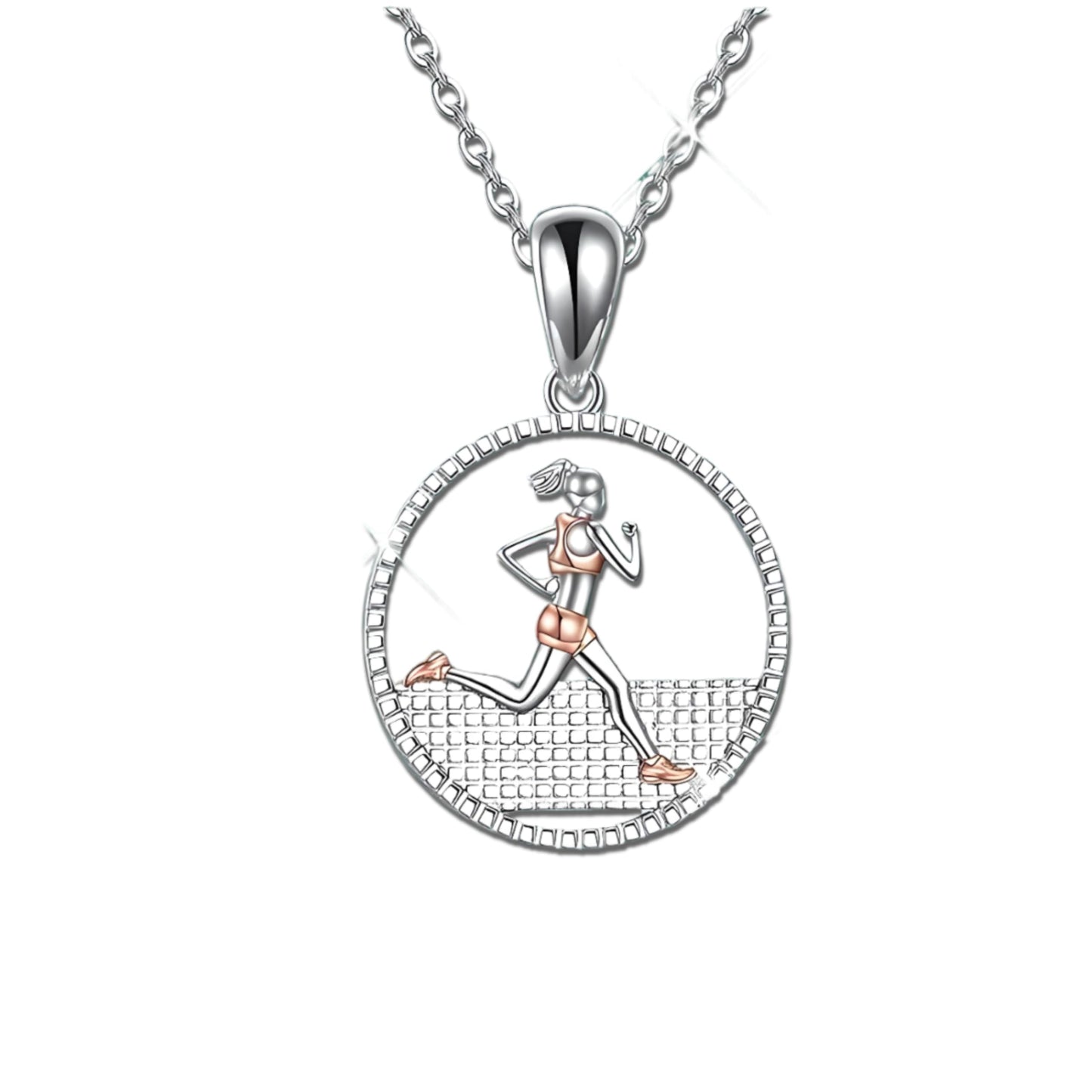 Sports Heart Necklace, 9 Different Sport Options: Basketball, Jumping Cheerleader, Gymnast, Softball, Volleyball, Ballet Ballerina, Runner, Sports Accessories Birthday Gift- Simulated Rainbow Diamonds, Christmas, Birthday or Party Gift