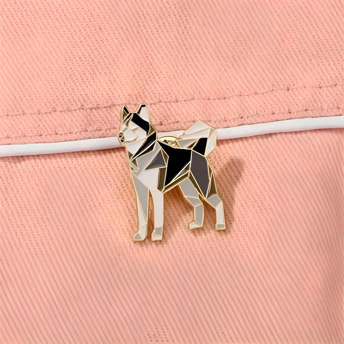 Dog Breed Pins - Geometric Australian Shepherd, Cat, Husky, Bernese Mountain Dog, Enamel Pin, Modern Art Design, White and Purple - Badge for Men