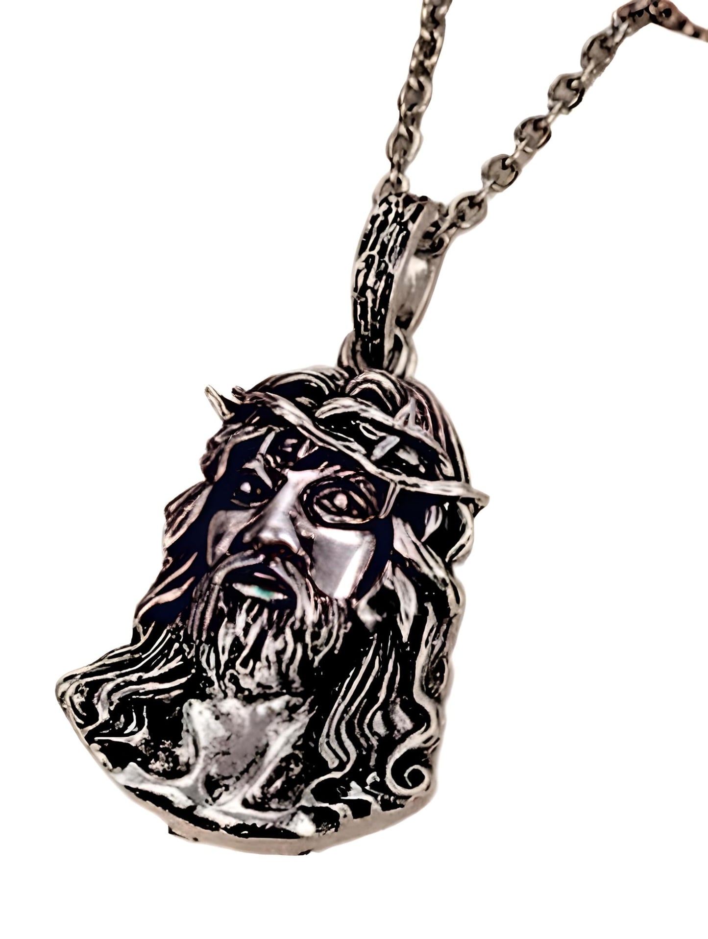 King of Style: Men's Pendant Necklace Jesus With A Crown Of Thorns Necklace Classic Christian Faith Jewelry Accessories - Timeless Christian Faith Jewelry for Men and Women with a Hip Hop Twist! - Christmas, Birthday Gift