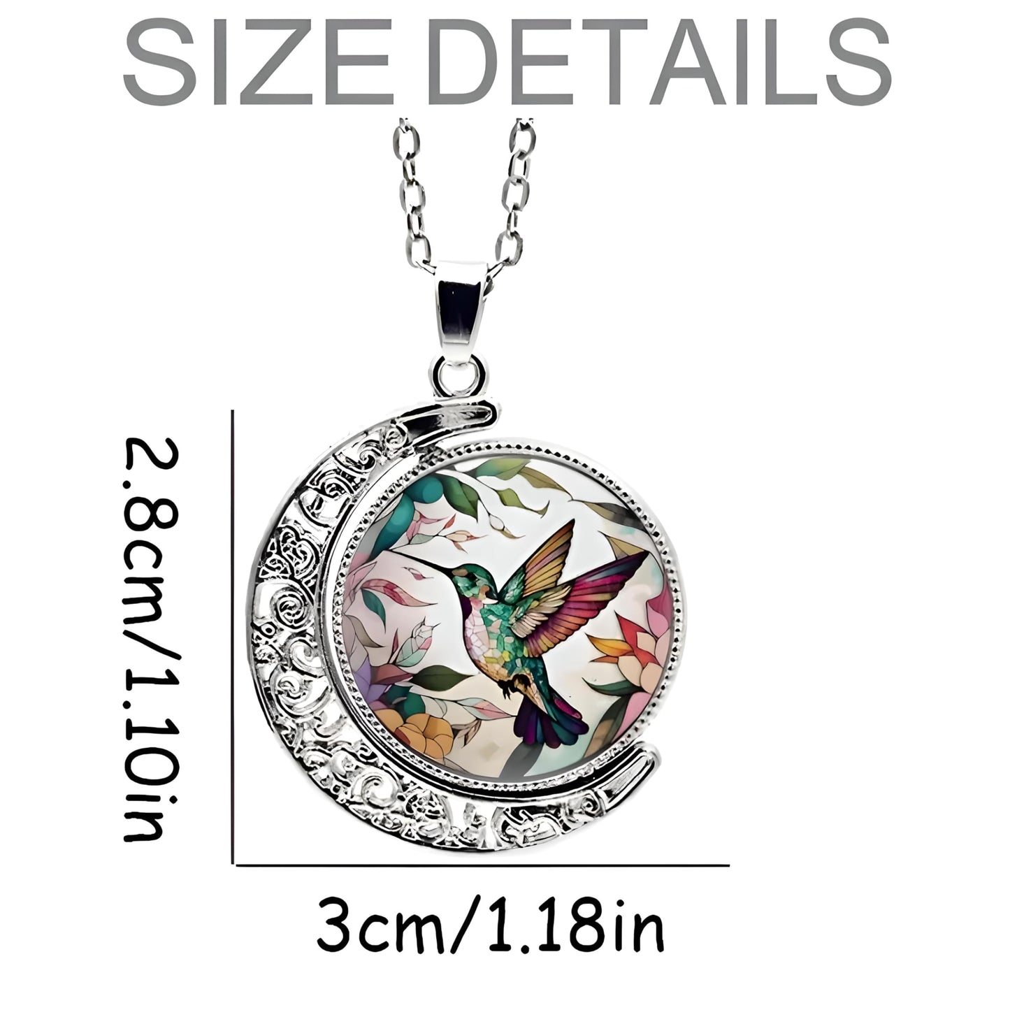 SUPAC Stunning Hummingbird Pendant Necklace - Two Humming Birds Searching for Flower - Fashionable Alloy Jewelry with Delicate Details - Birthday, Party, Gift Idea for Her