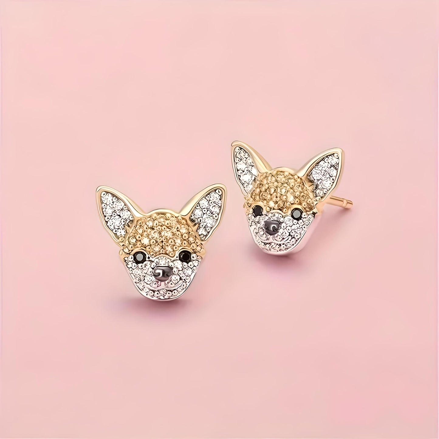 Dog Lovers' Earrings, Different Dog Breed Stud Earrings with Crystals, Rose Gold and Silver Tone - Party, Birthday, or Christmas Gift