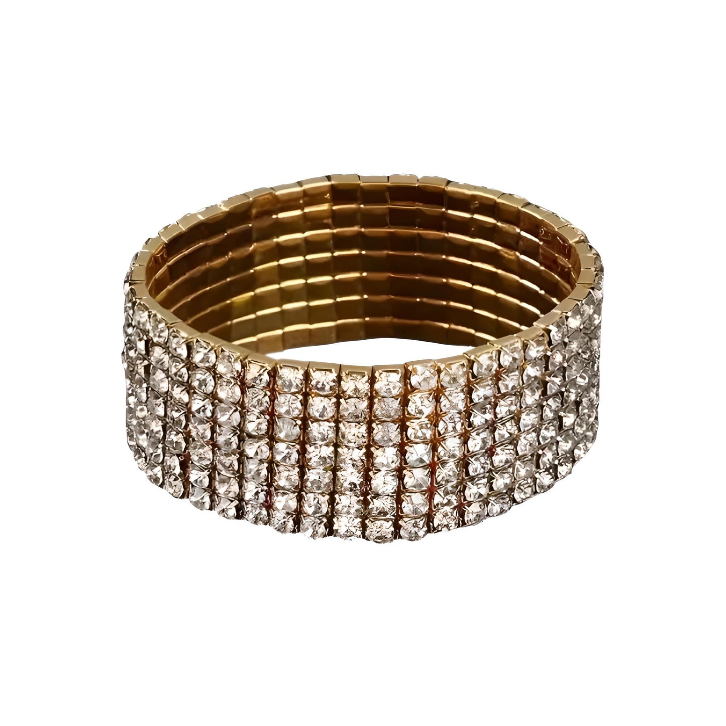 Gold Tennis Bracelet, Stretch Hand Jewelry for Women Men, Luxury Shiny (Simulated Diamond) - Christmas or Birthday Gift