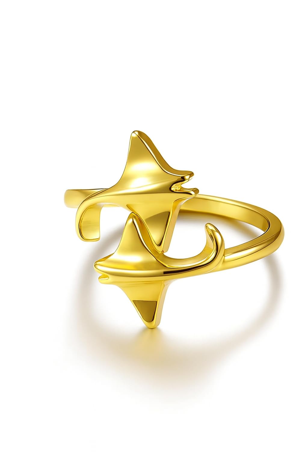 SUPAC Gold Silver Black Manta Ray Adjustable Ring, Adjustable Size, .43inch adjustable opening - Manta Ray Gift