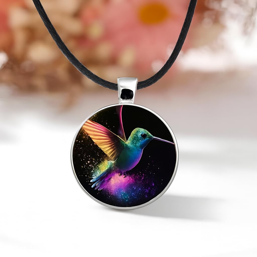 SUPAC Stunning Hummingbird Pendant Necklace - Two Humming Birds Searching for Flower - Fashionable Alloy Jewelry with Delicate Details - Birthday, Party, Gift Idea for Her