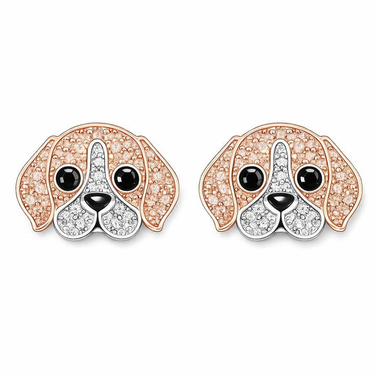 Dog Lovers' Earrings, Different Dog Breed Stud Earrings with Crystals, Rose Gold and Silver Tone - Party, Birthday, or Christmas Gift