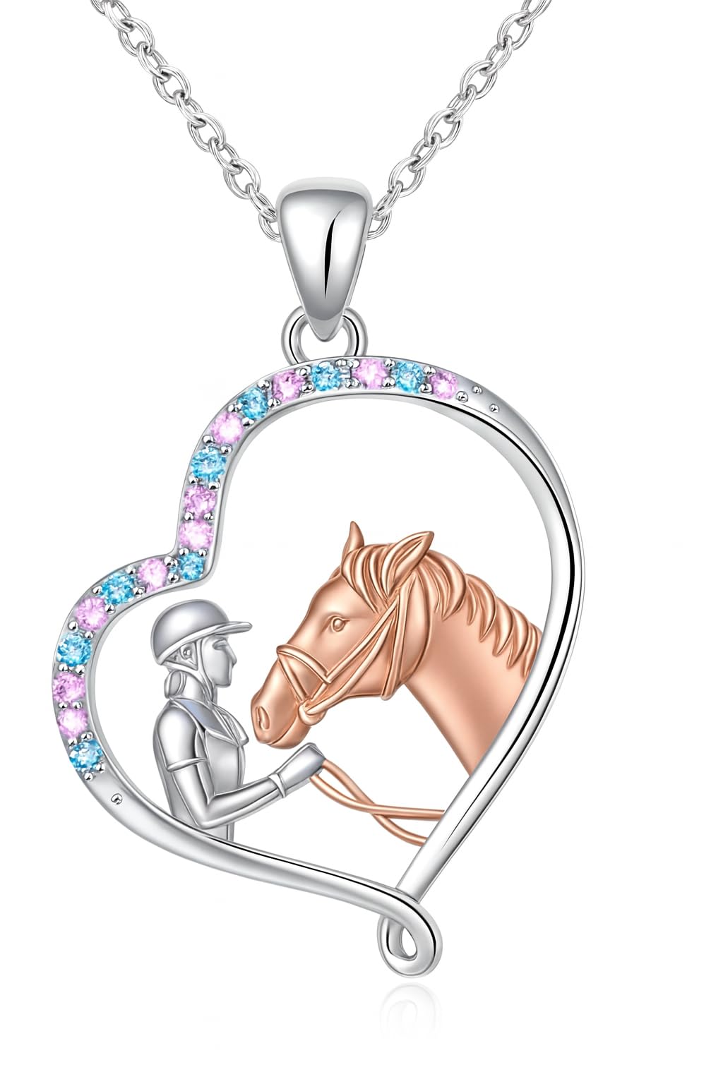 Sports Heart Necklace, 9 Different Sport Options: Basketball, Jumping Cheerleader, Gymnast, Softball, Volleyball, Ballet Ballerina, Runner, Sports Accessories Birthday Gift- Simulated Rainbow Diamonds, Christmas, Birthday or Party Gift