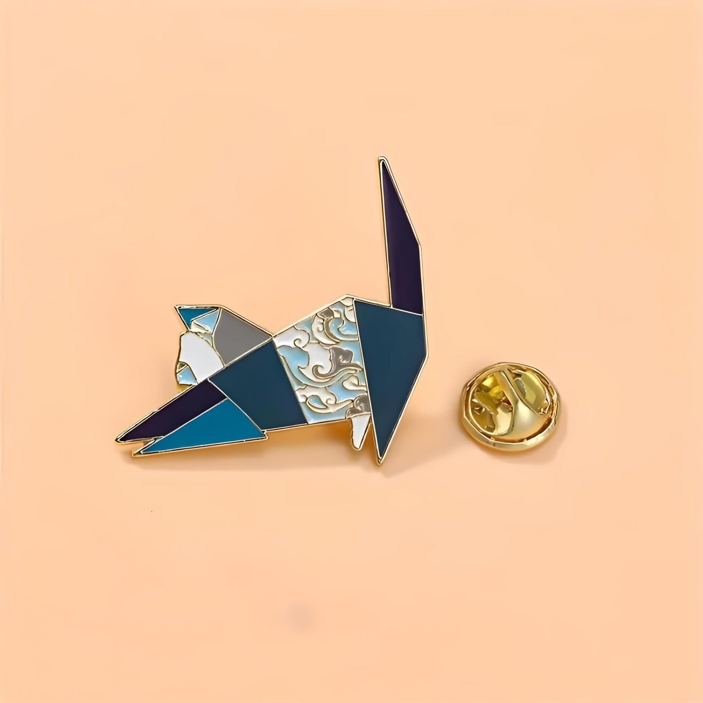 Dog Breed Pins - Geometric Australian Shepherd, Cat, Husky, Bernese Mountain, Enamel Pin, Modern Art Design, White and Purple - Badge for Men (Cat)