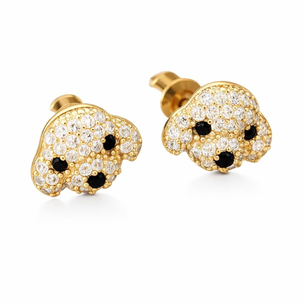 Dog Lovers' Earrings, Different Dog Breed Stud Earrings with Crystals, Rose Gold and Silver Tone - Party, Birthday, or Christmas Gift