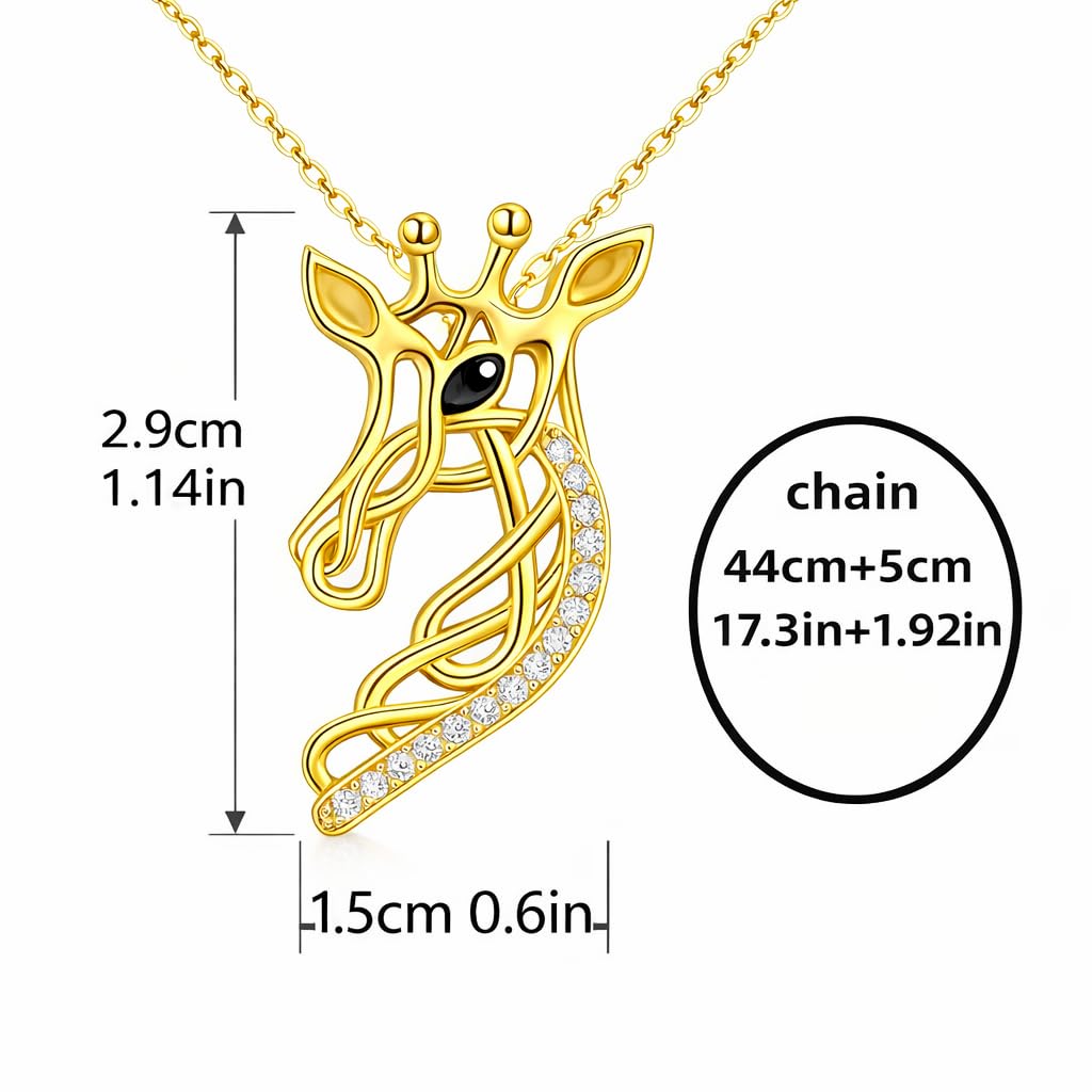 Sterling Silver Tree of Life Giraffe Pendant Necklace, Giraffe Head Pendant Necklace Giraffe, Blue Crystal Background, Gift for Animal Lovers!