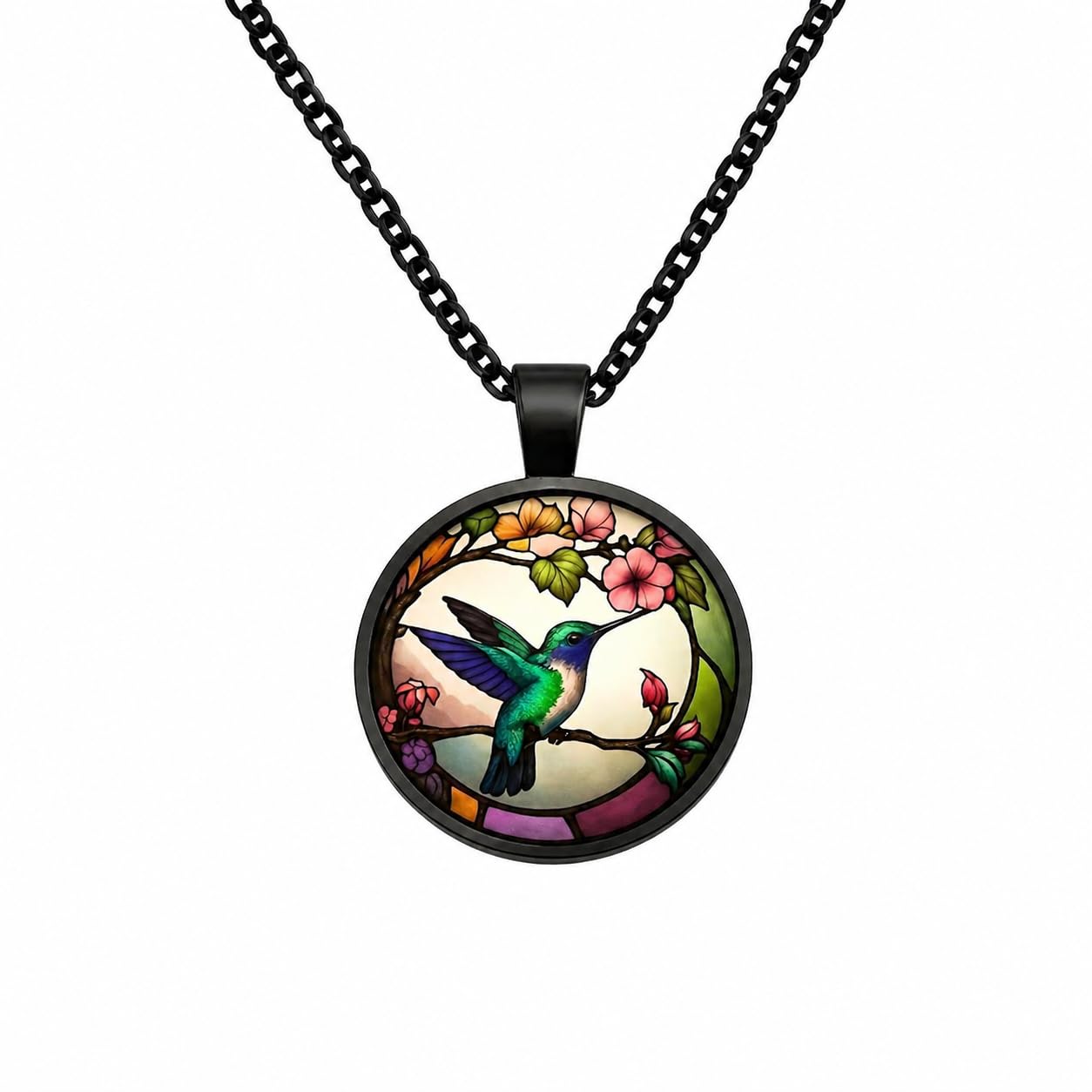 SUPAC Stunning Hummingbird Pendant Necklace - Two Humming Birds Searching for Flower - Fashionable Alloy Jewelry with Delicate Details - Birthday, Party, Gift Idea for Her