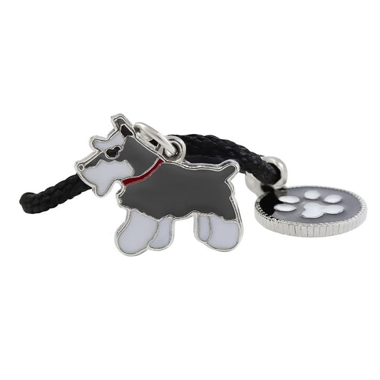 Pet Charm Bracelet with Dog Charms, Black Braided Band, I Love Dogs Design - Dog Lovers' Bracelet - Different Breeds of Dogs, Pet Lover Gift for Birthday and Holiday, Durable and Long-Lasting, Hypoallergenic and Nickel-Free, Everyday Wear (Schnauzer)